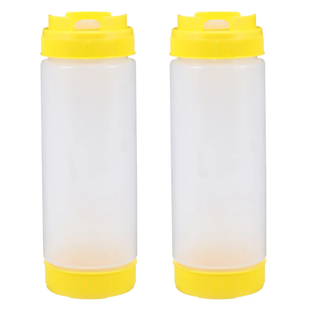 2Pcs Double Head Squeeze Sauce Bottles Food Grade Plastic Ketchup Condiment Lightweight Portable Kitchen Bar Use