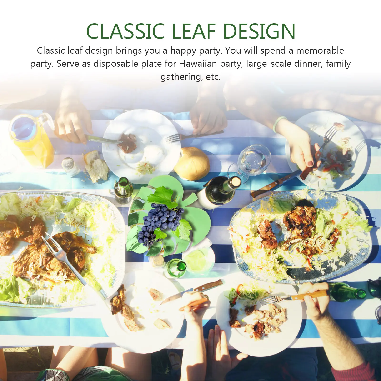 16 Pcs Disposable Paper Plates Green Leaf Shape Party Food Meal Dish Festival Dinner Gathering Kitchen Barware