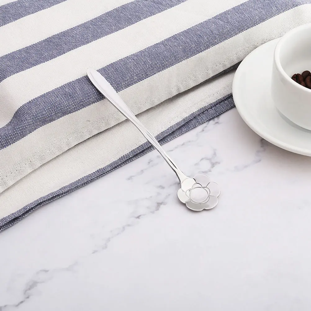 8pcs Flower Design Coffee Tea Scoop Easy Clean Flower Stainless Steel Spoon Kitchen Bar Tea Spoon Use
