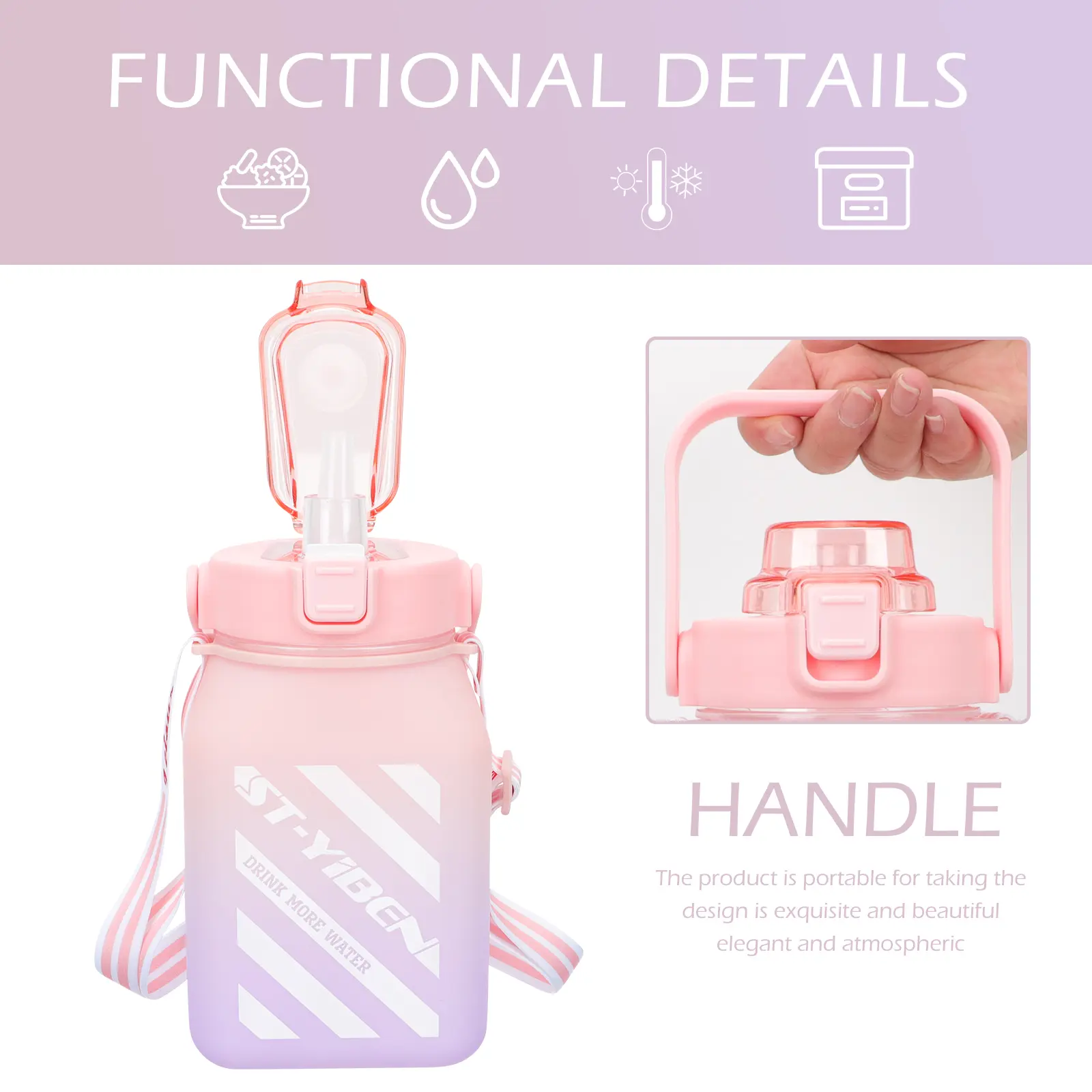 Sport Bottle Aesthetic Water Cute Outdoor Sports Large Jug Gym Festival Tumblers
