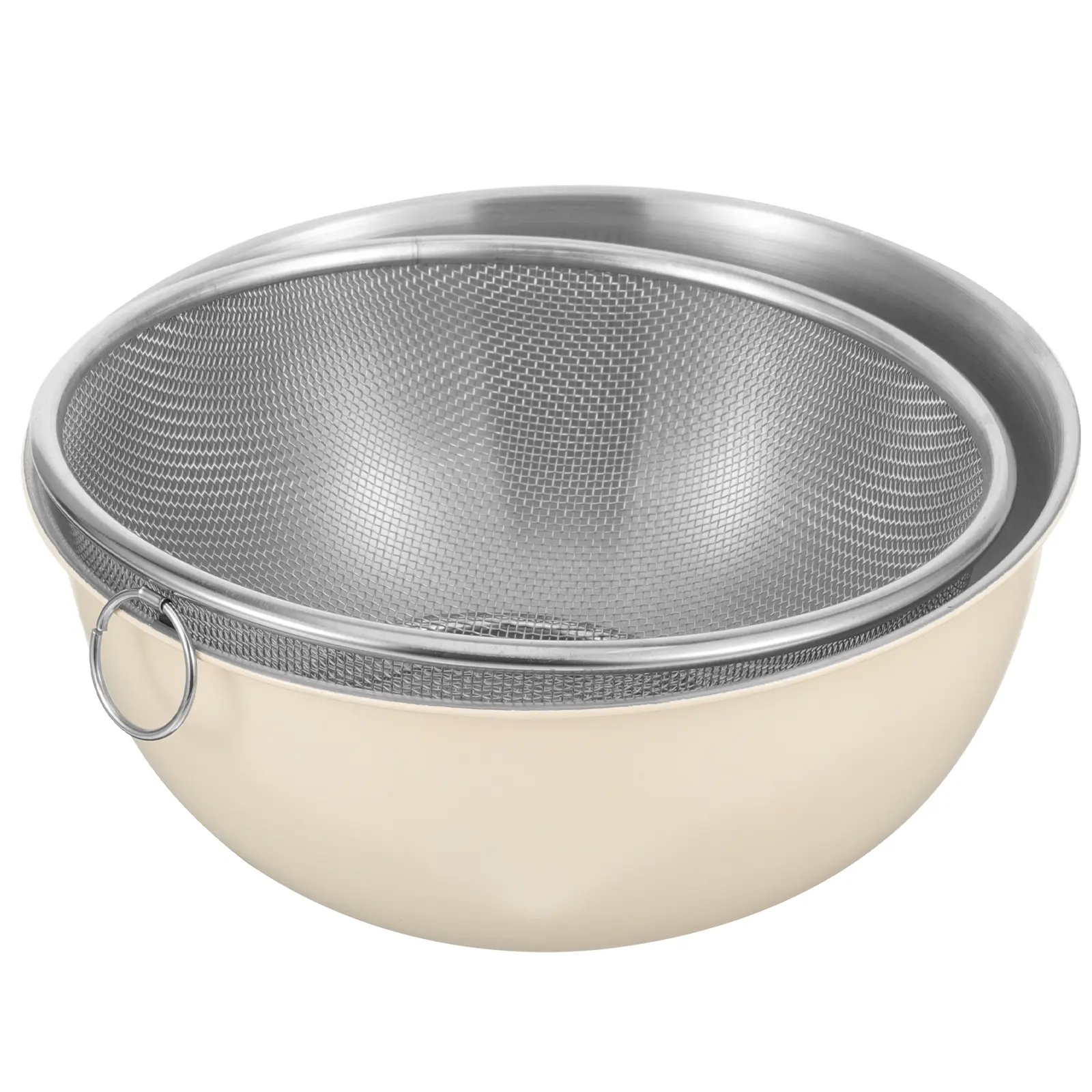 1 set Stainless Steel Basin 19CM White 18CM Mesh Strainer Kitchen Sink Drain Basket Rice Washer Drainer Fine Net Vegetable Fruit