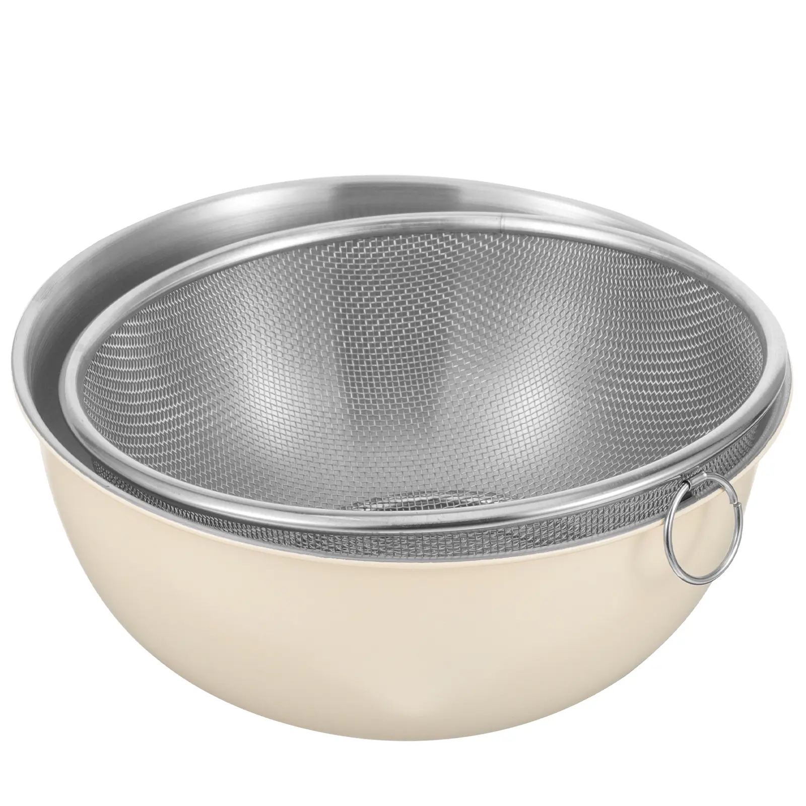 1 set Stainless Steel Basin 19CM White 18CM Mesh Strainer Kitchen Sink Drain Basket Rice Washer Drainer Fine Net Vegetable Fruit
