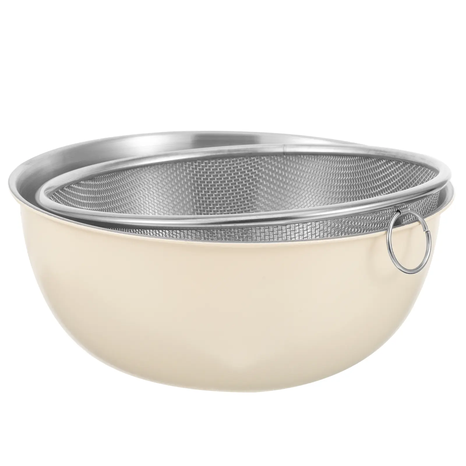 1 set Stainless Steel Basin 19CM White 18CM Mesh Strainer Kitchen Sink Drain Basket Rice Washer Drainer Fine Net Vegetable Fruit
