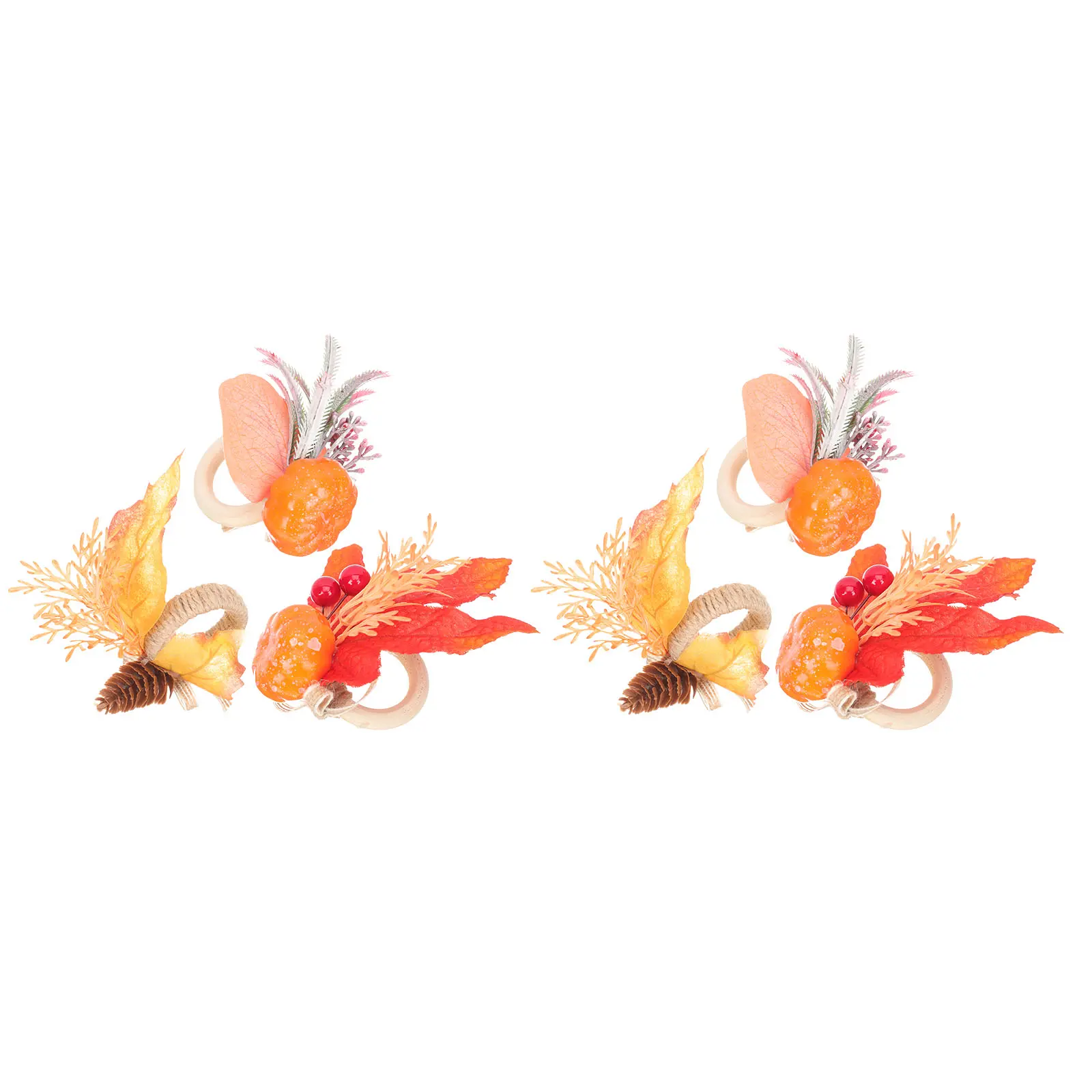 6pcs Napkin Rings Elegant WoodLeavesMaterial Party Thanksgiving Fall Themed Home Dinning Decorations Set Assorted Color