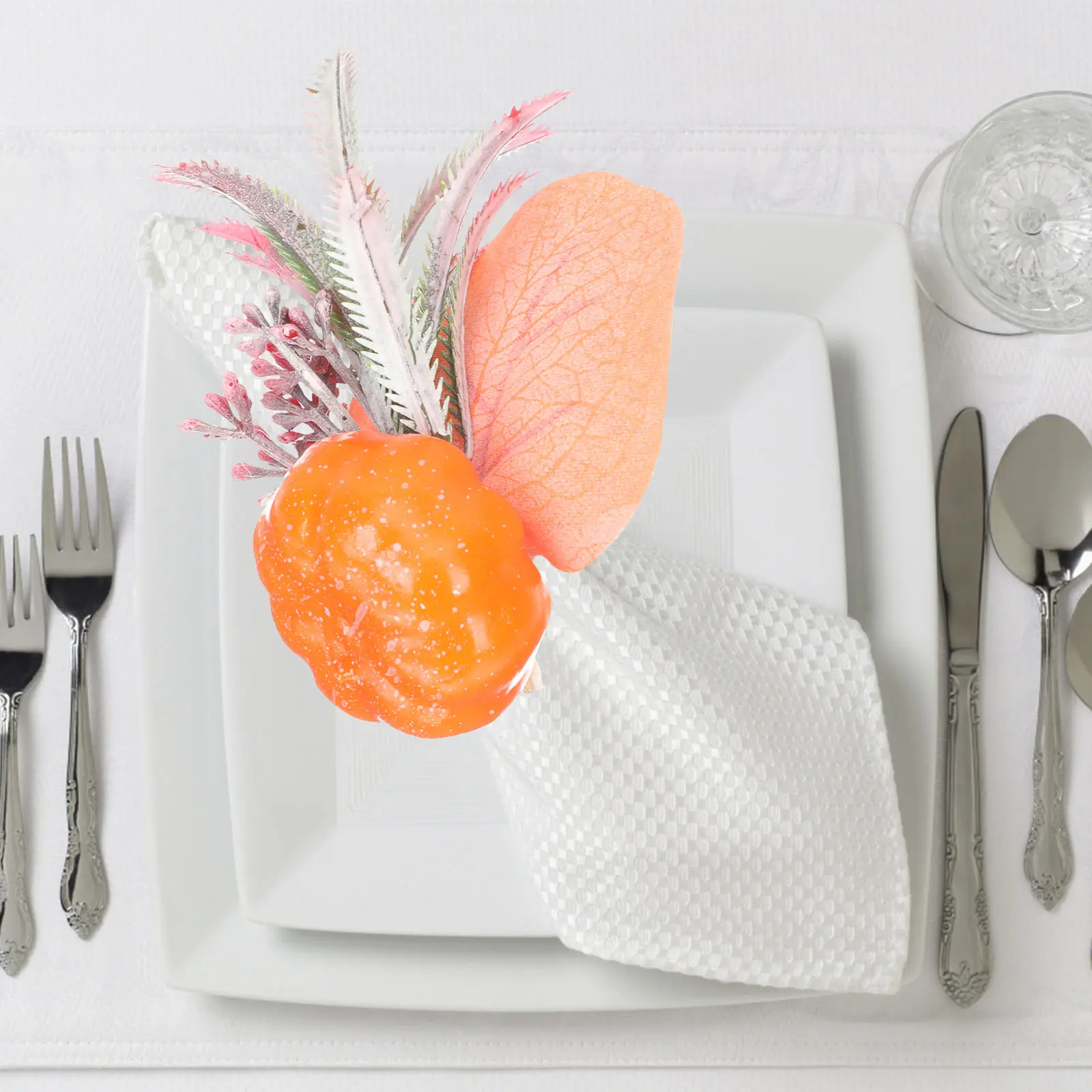 6pcs Napkin Rings Elegant WoodLeavesMaterial Party Thanksgiving Fall Themed Home Dinning Decorations Set Assorted Color