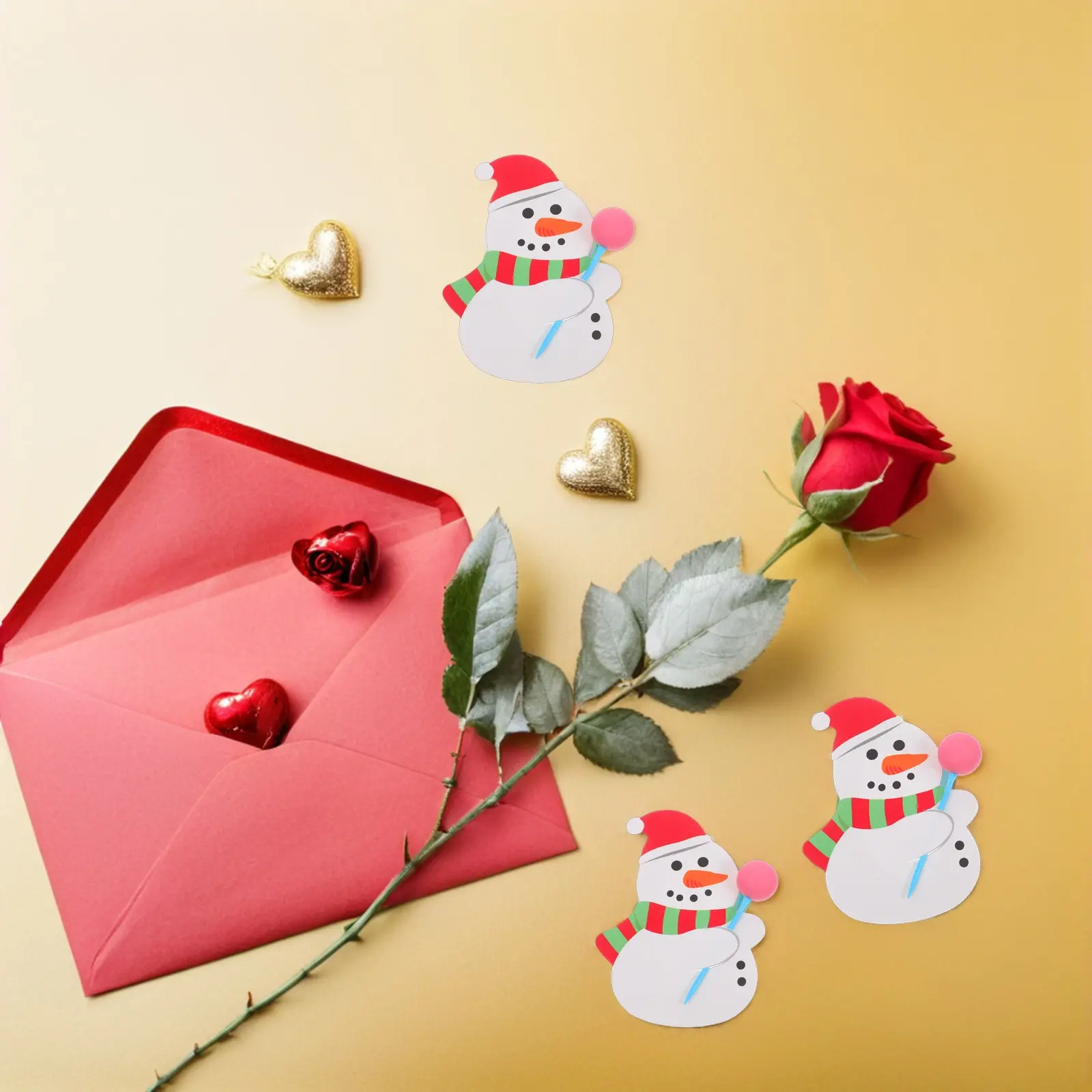 100 Pcs Snowman Lollipop Card Decoration Cards Candy Wrapping Decorations Party Supplies Christmas for Paper Holders Cane