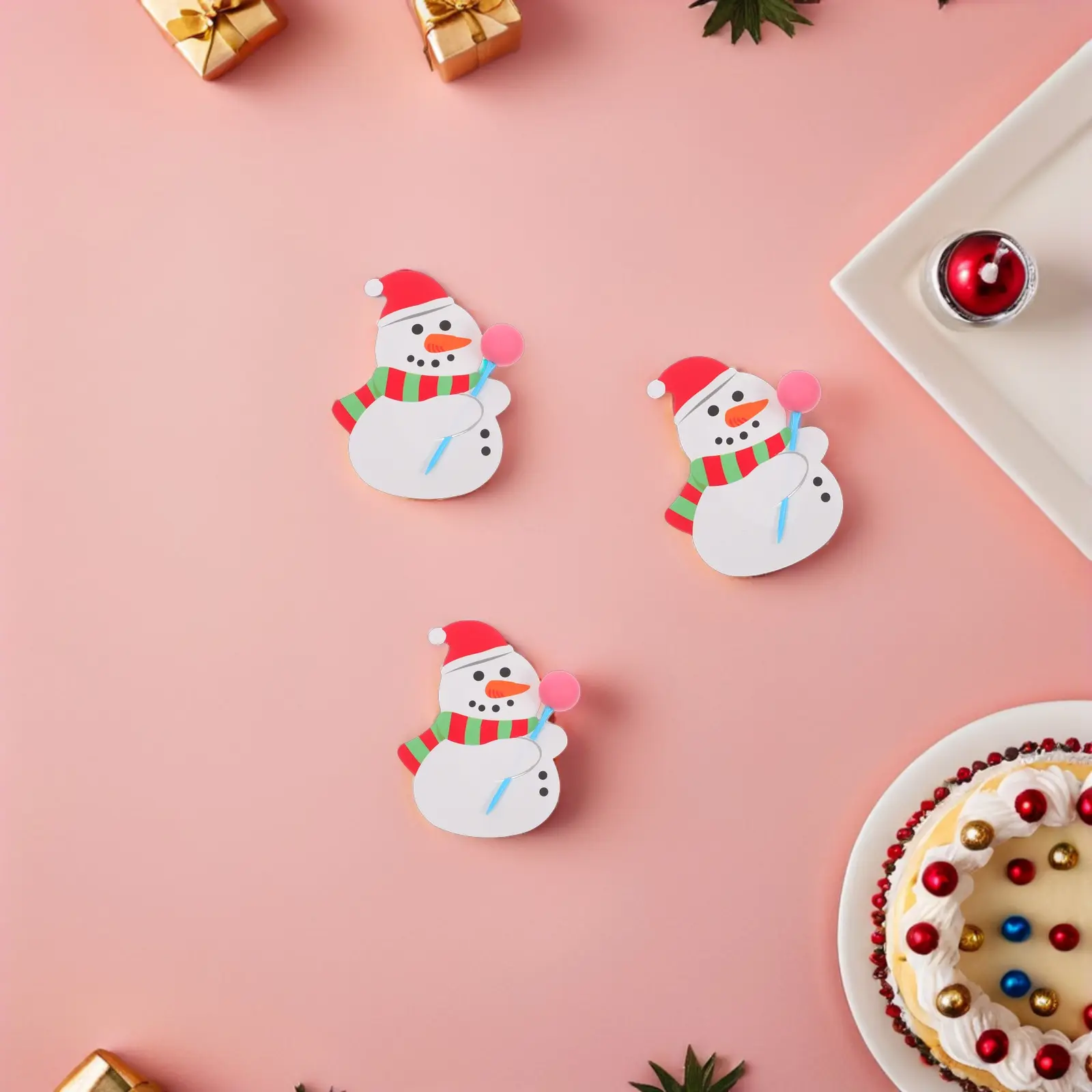 100 Pcs Snowman Lollipop Card Decoration Cards Candy Wrapping Decorations Party Supplies Christmas for Paper Holders Cane