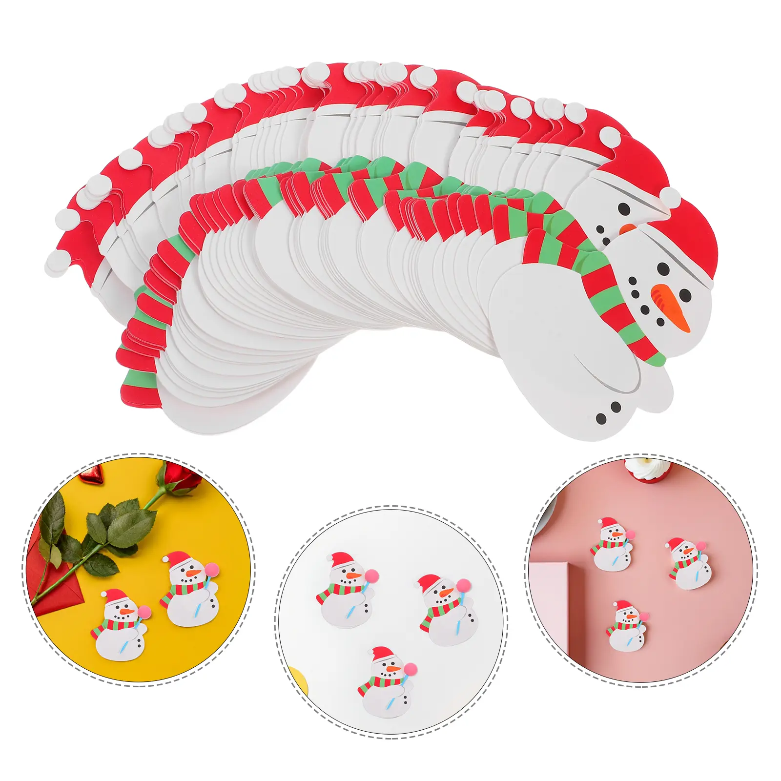 100 Pcs Snowman Lollipop Card Decoration Cards Candy Wrapping Decorations Party Supplies Christmas for Paper Holders Cane