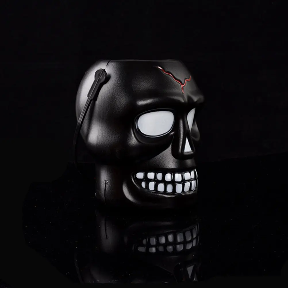 2pcs Gradient Luminous Skull Shape Lamp Halloween Decoration Supplies Party Prop Plastic LED Scary Atmosphere Night Light