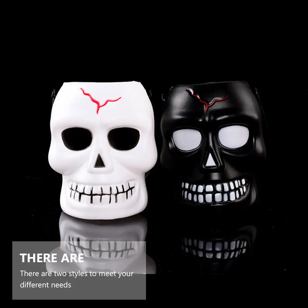 2pcs Gradient Luminous Skull Shape Lamp Halloween Decoration Supplies Party Prop Plastic LED Scary Atmosphere Night Light
