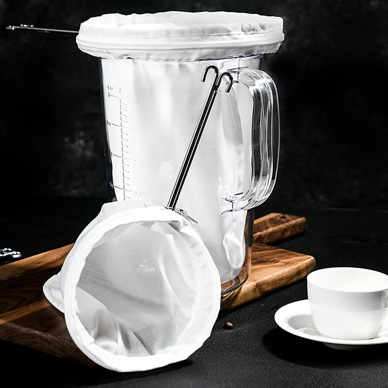 2pcs Filter Bag Steel Ring Tea Coffee Strainer Reusable Stainless Steel Cotton Cloth Easy Clean Strong Long Lasting