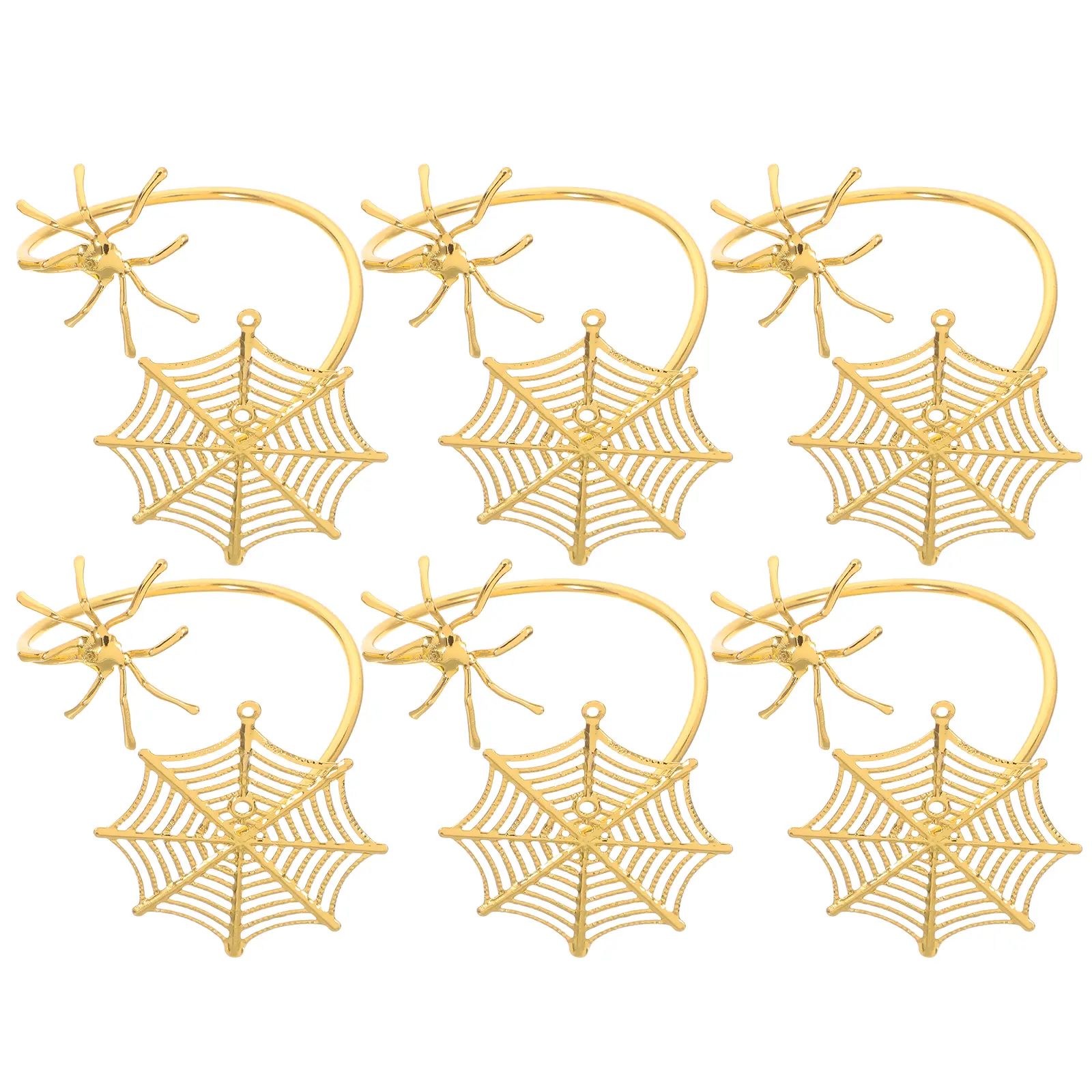6 Pcs Napkin Ring Metal Halloween Spider Rings Table Setting Serviette Buckle Dinner Decoration