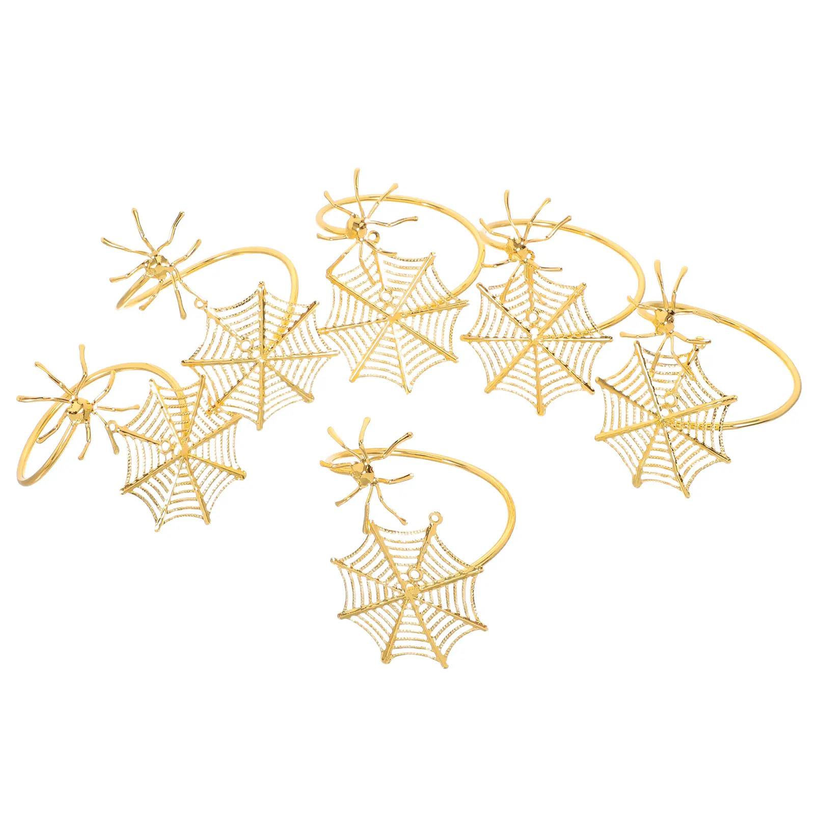 6 Pcs Napkin Ring Metal Halloween Spider Rings Table Setting Serviette Buckle Dinner Decoration