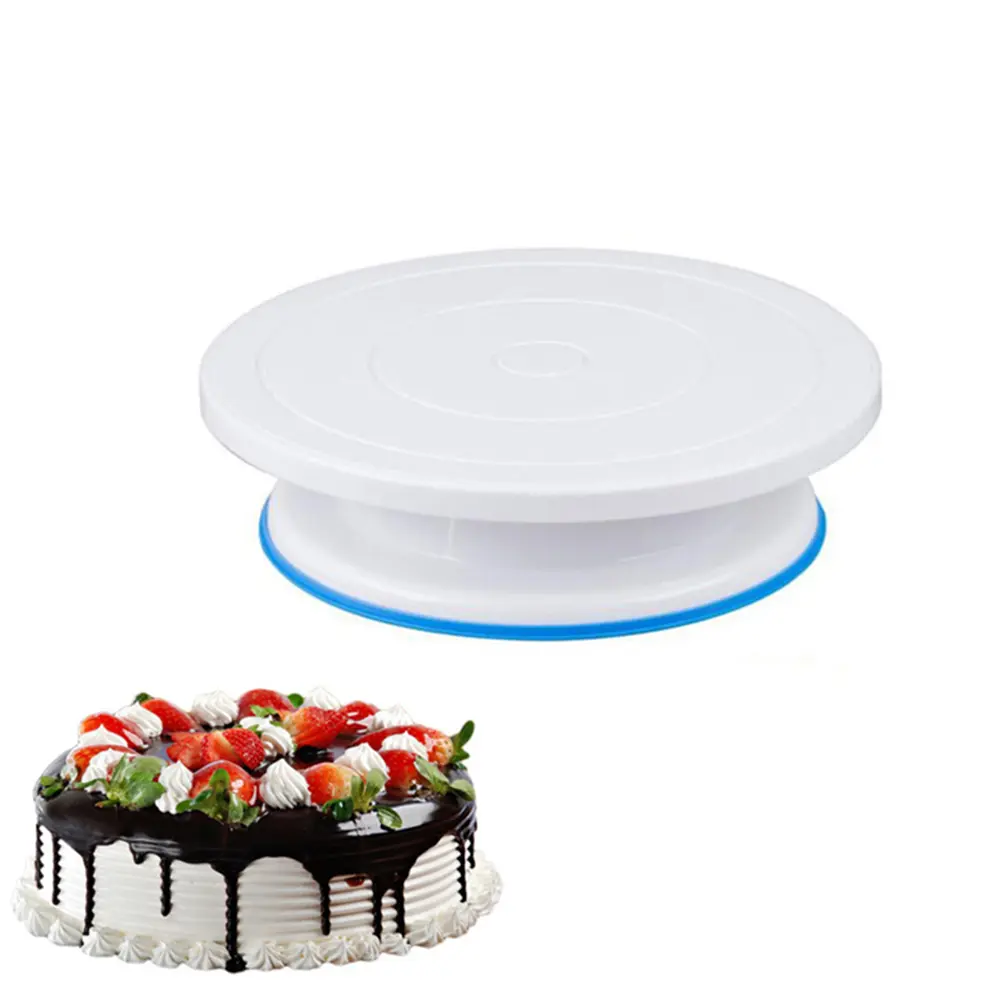6pcs Cake Baking Tool Set 6 Inches Spatula Aluminum Scraper Turntable Blue Base Decorate Moulds Professional Home Use