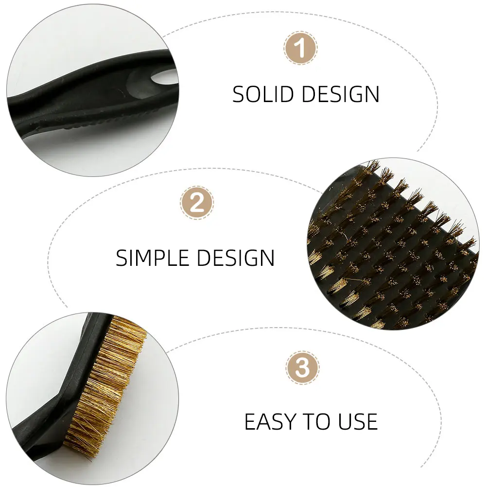 3pcs BBQ Cleaning Brush Copper Wire Grill Scraper Tools Accessories Long Service Storage Design Kitchen Barbecue Helper