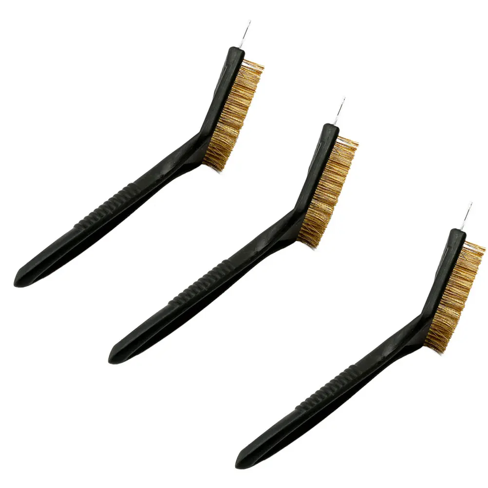 3pcs BBQ Cleaning Brush Copper Wire Grill Scraper Tools Accessories Long Service Storage Design Kitchen Barbecue Helper