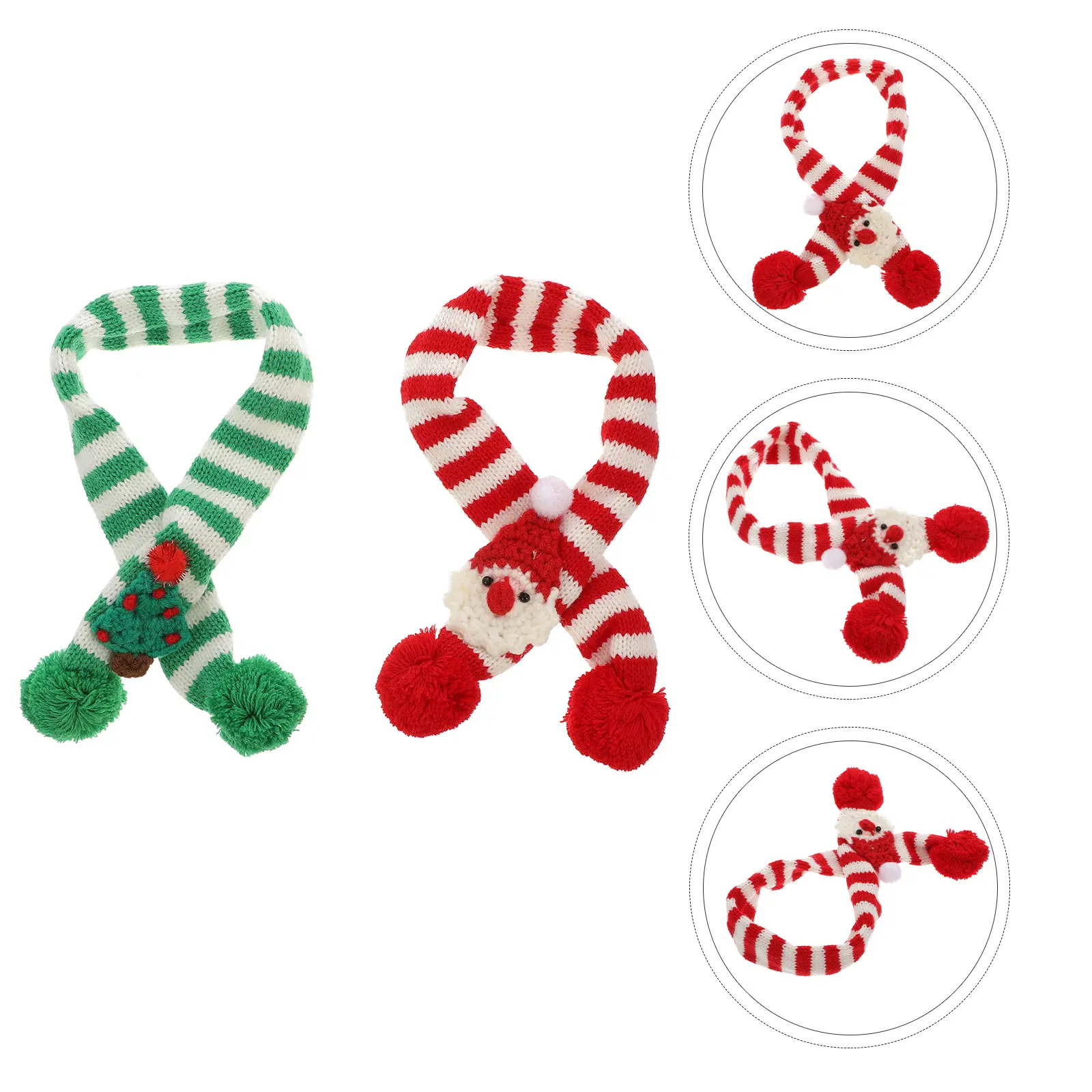 2 pcs Pet Christmas Scarf Cats Dogs Knitted Yarn Tree Pattern Keep Warm Lightweight Daily Wear Holiday Parties Santa Claus Theme
