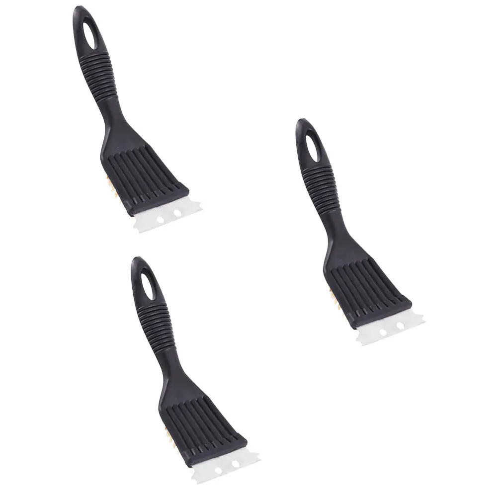 3pcs BBQ Cleaning Brush Copper Wire Grill Scraper Tools Accessories Long Service Storage Design Kitchen Barbecue Helper