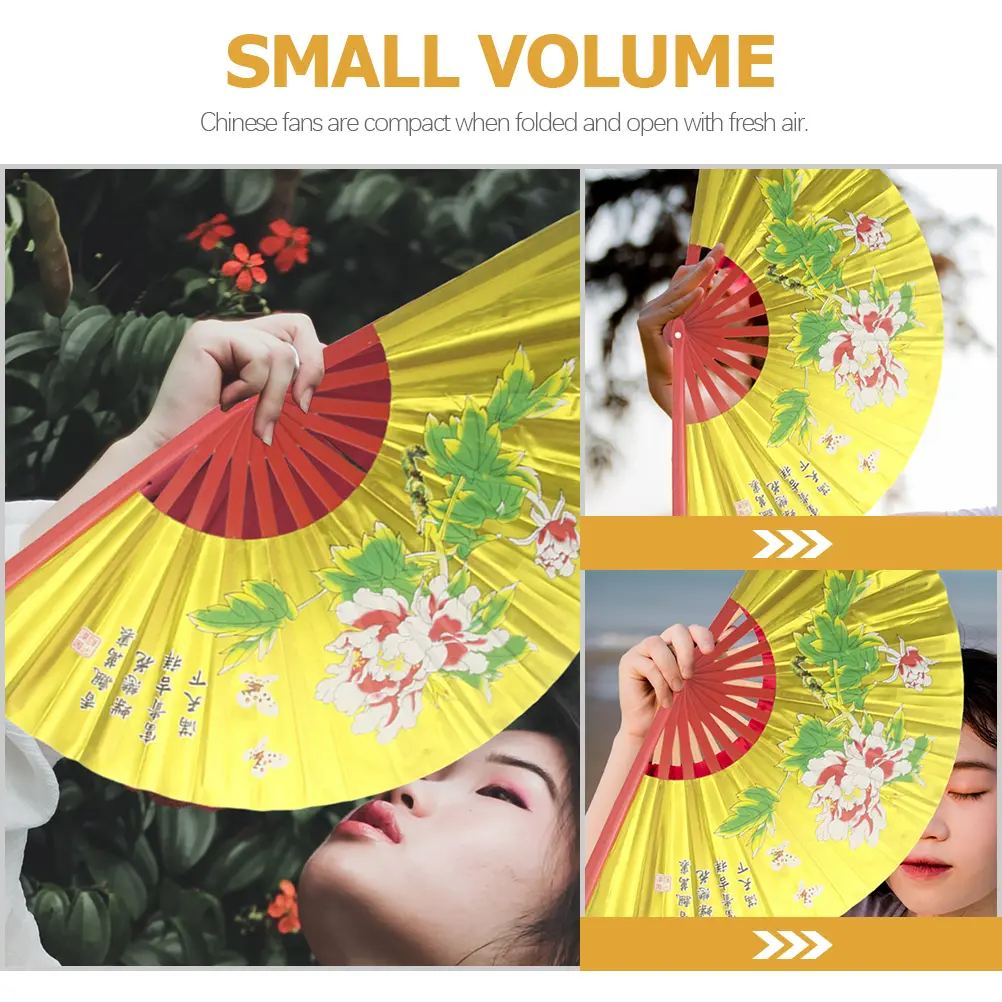 Folding Fans Tai Chi Kung Fu Decorative Holiday Dancing Party Portable Performance Large Chinese Style ABS Polyester Material
