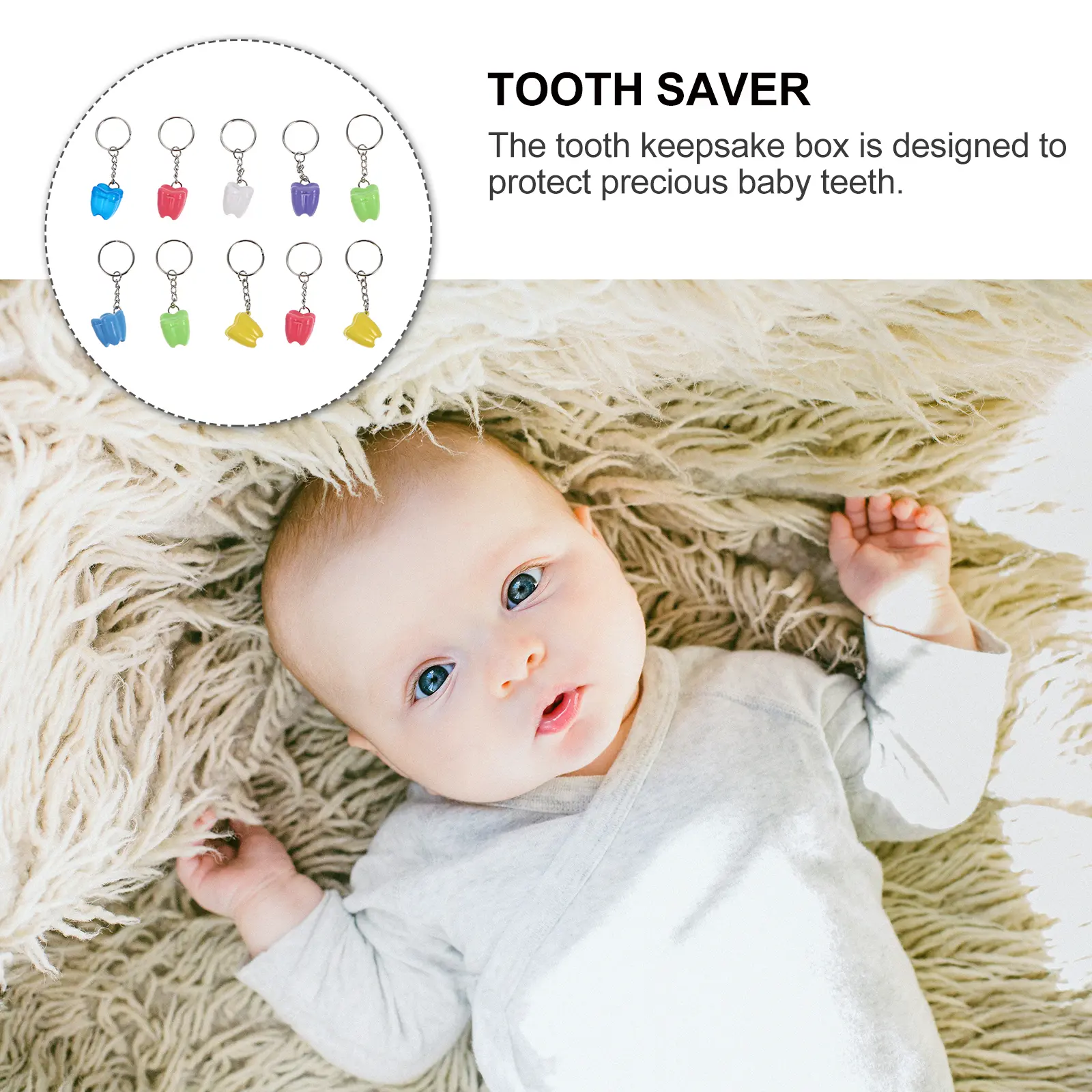 10pcs Baby Tooth Box Keychains Teeth Storage ganizer Kids Keepsake Plastic Mixed Colors Dental Souvenir Gifts