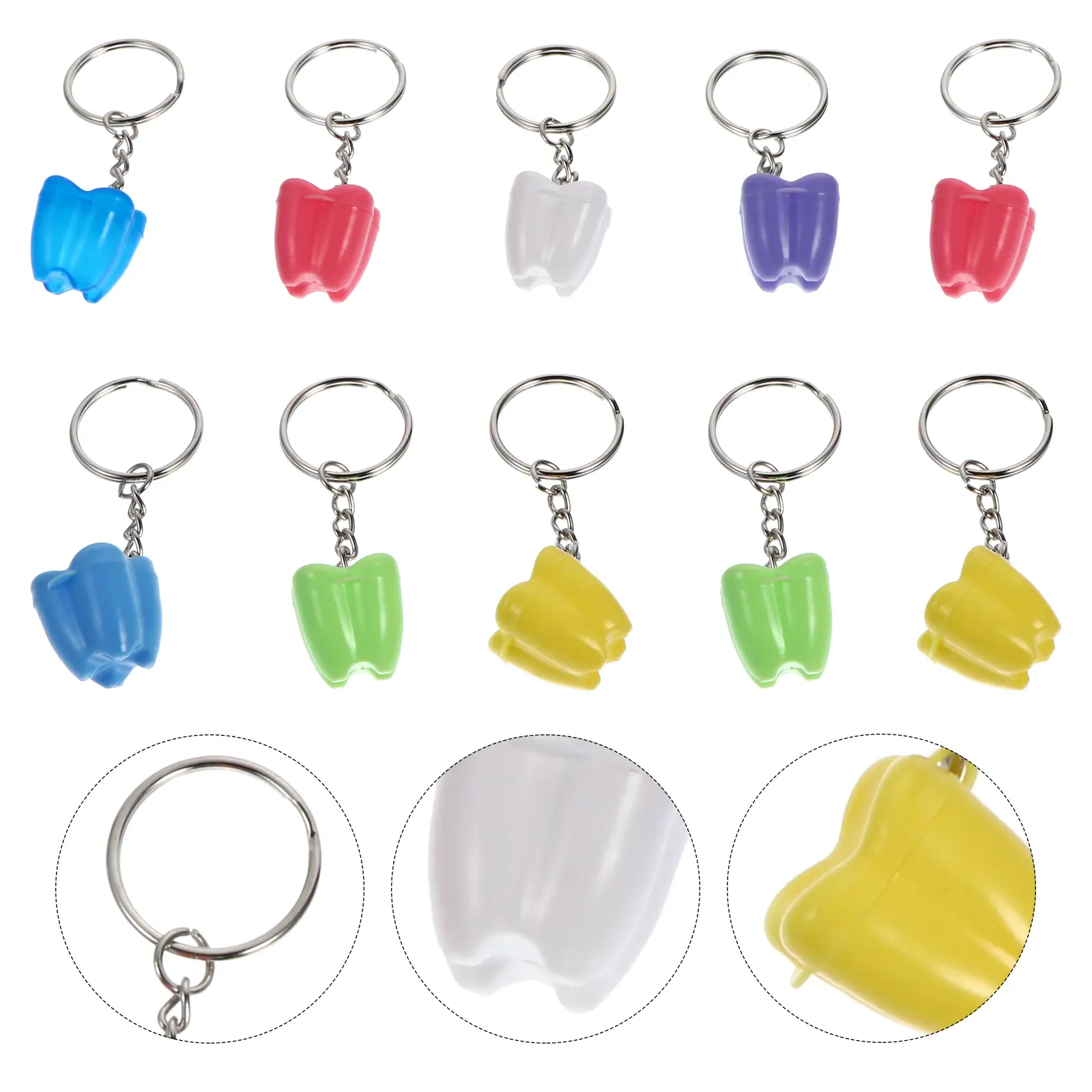 10pcs Baby Tooth Box Keychains Teeth Storage ganizer Kids Keepsake Plastic Mixed Colors Dental Souvenir Gifts