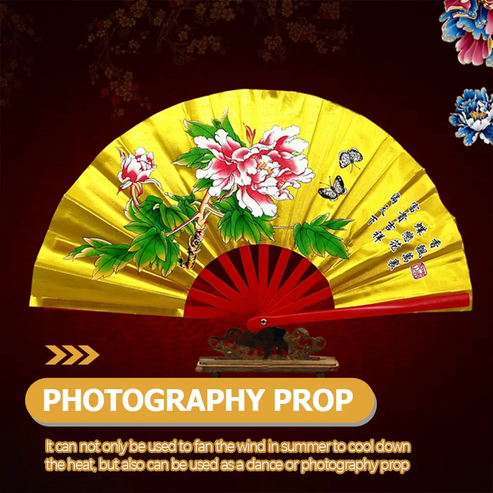 Folding Fans Tai Chi Kung Fu Decorative Holiday Dancing Party Portable Performance Large Chinese Style ABS Polyester Material
