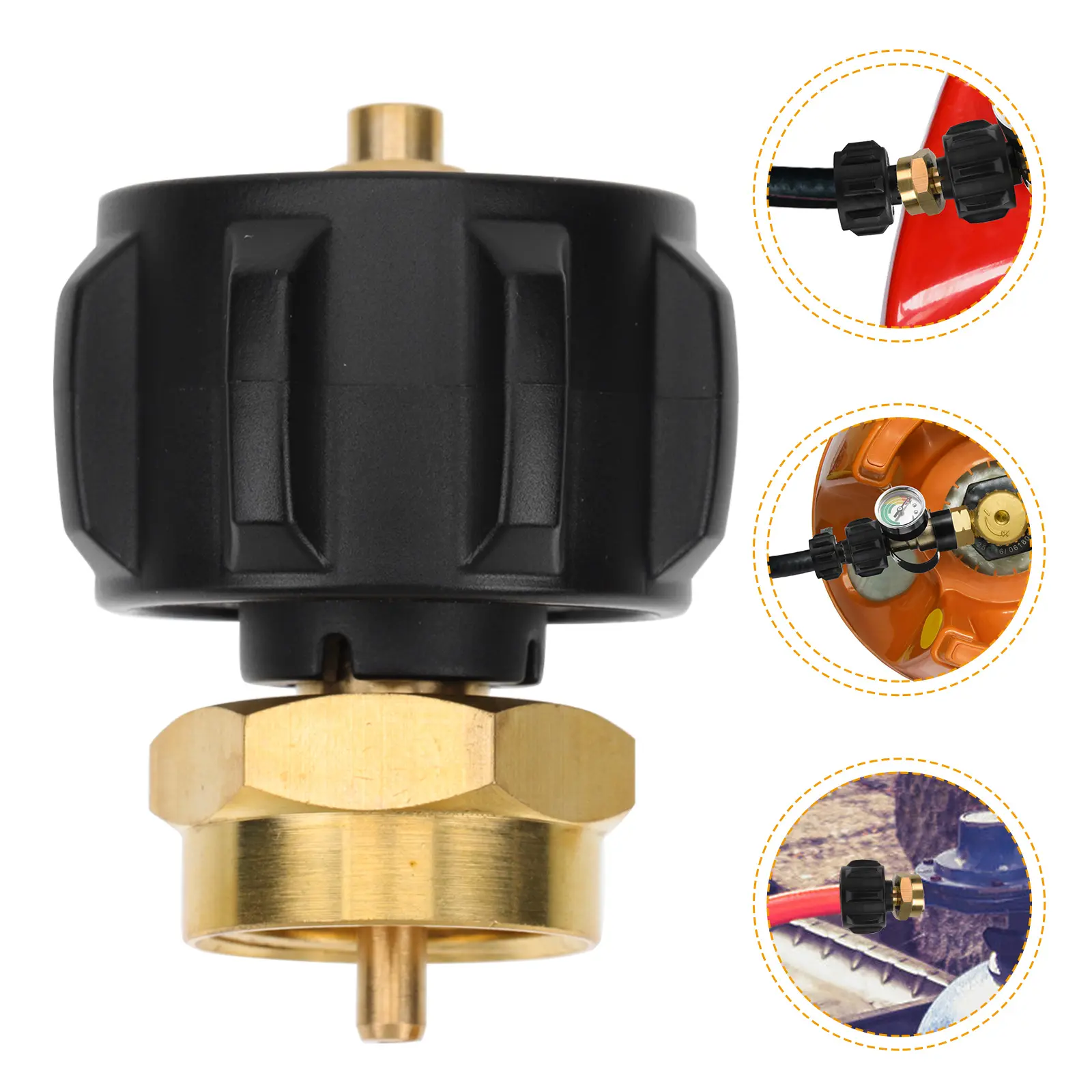 Portable Propane Tank Adapter Metal Gas Connector Coupler Refill Converter Camping Cooking Fits 1lb Cylinder Kitchen