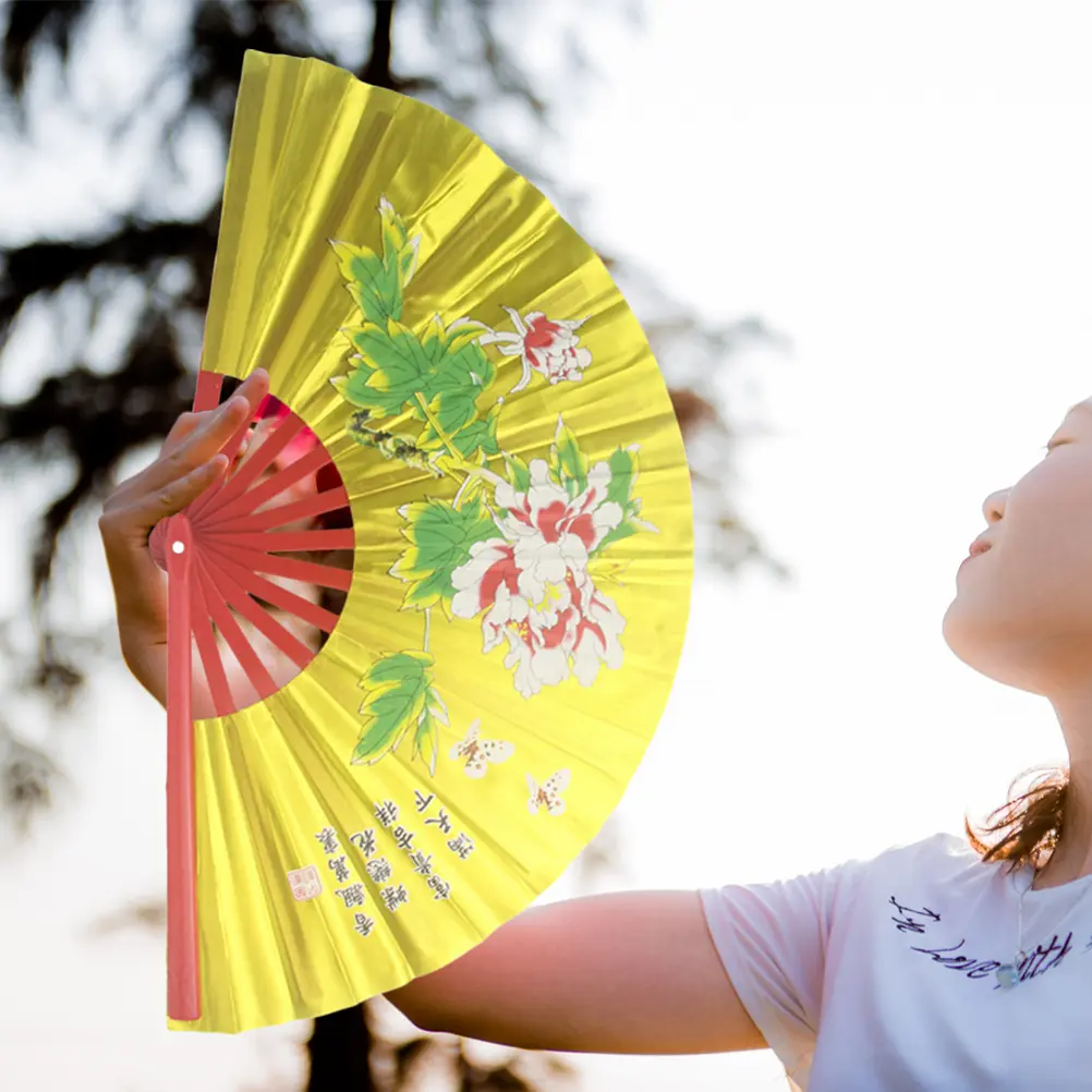 Folding Fans Tai Chi Kung Fu Decorative Holiday Dancing Party Portable Performance Large Chinese Style ABS Polyester Material