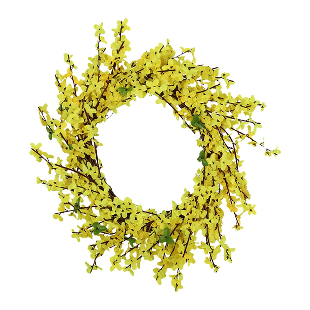 Simulated Forsythia Wreath Handmade Floral Garland Home Decor Realistic Texture Romantic Country Style Indoor Outdoor