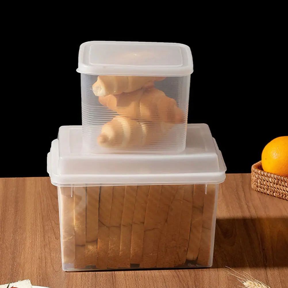 2Pcs Bread Box Large Storage Containers Airtight Loaf Container Large Capacity Food Organizer Bakery Display Grain Holder