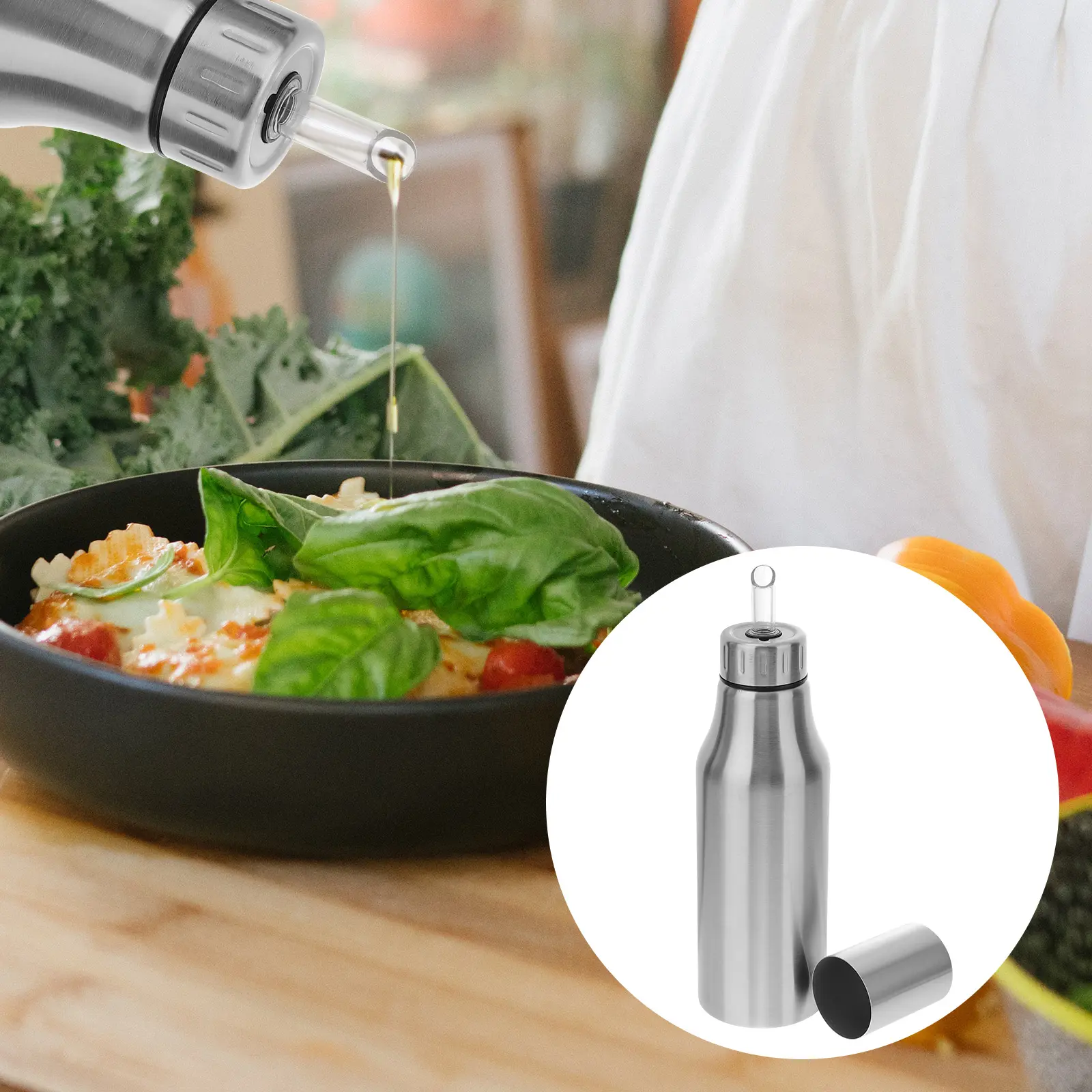 Stainless Steel Stainless Steel Oil Container Can Holder Leakproof Kitchen Supply Container Home Bottle Oil Pot Storage Strainer