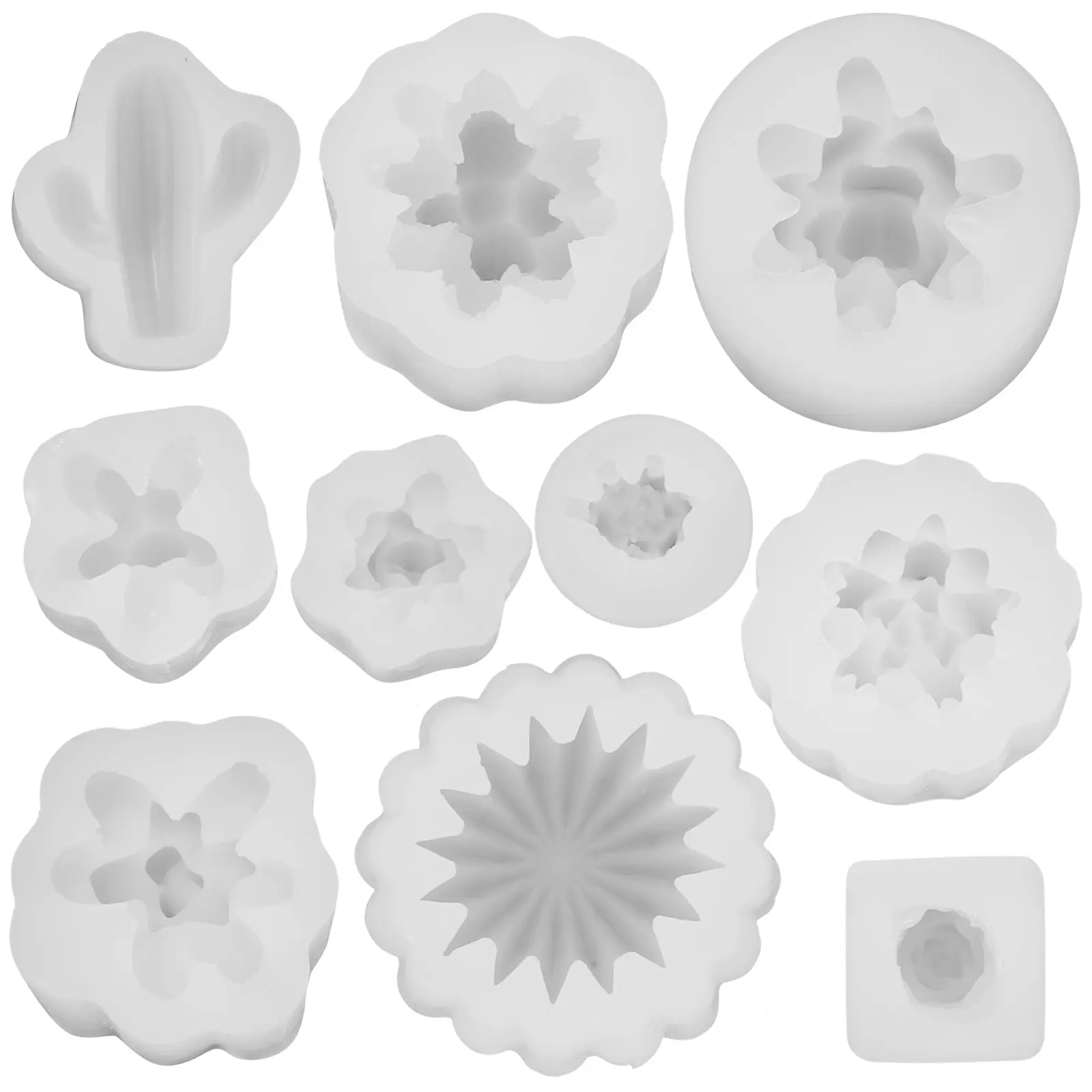 10pcs Silicone C Molds for Making DIY Aromatic C les Wax Soap Flowers Reusable Safe C Molds Silicone Flexible