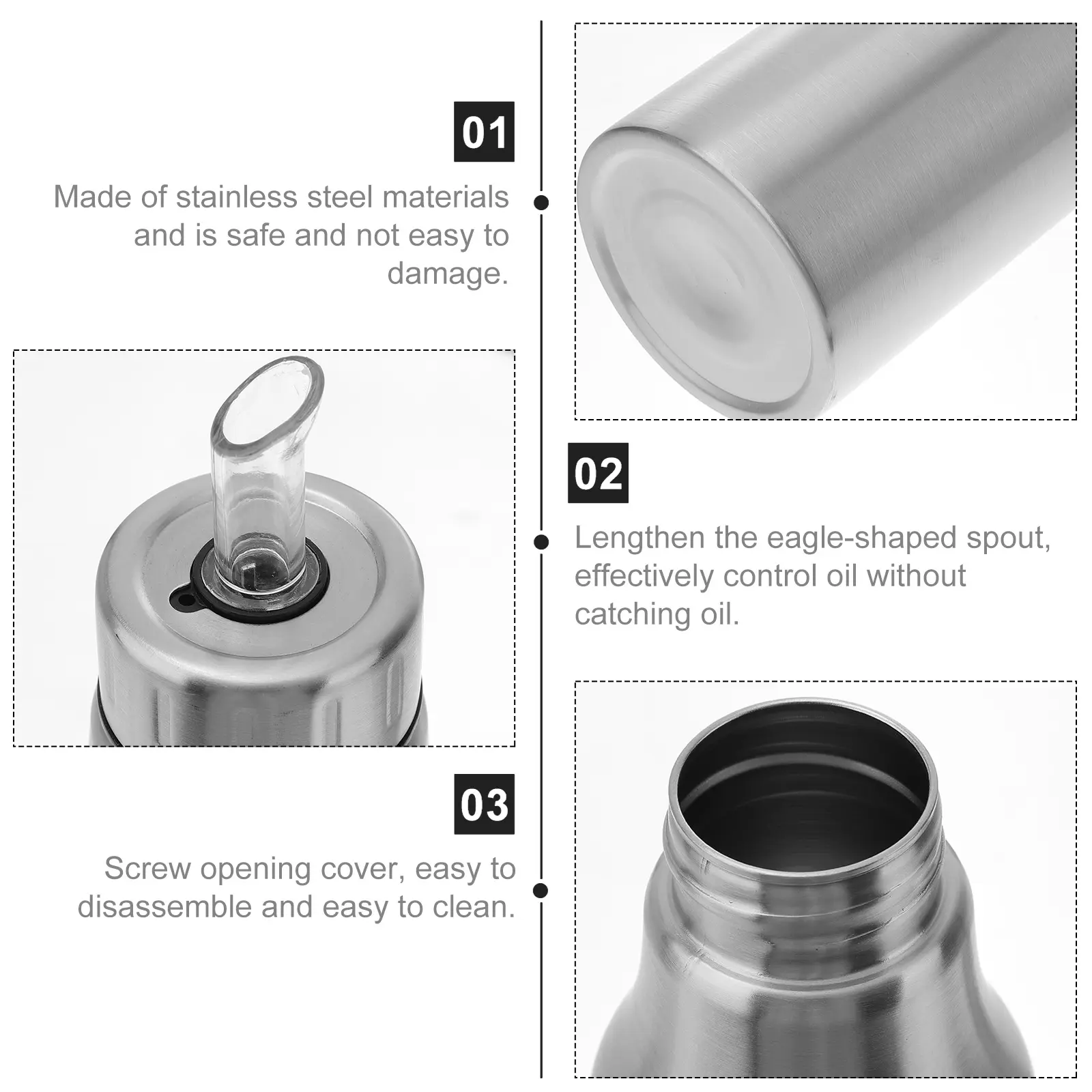 Stainless Steel Stainless Steel Oil Container Can Holder Leakproof Kitchen Supply Container Home Bottle Oil Pot Storage Strainer