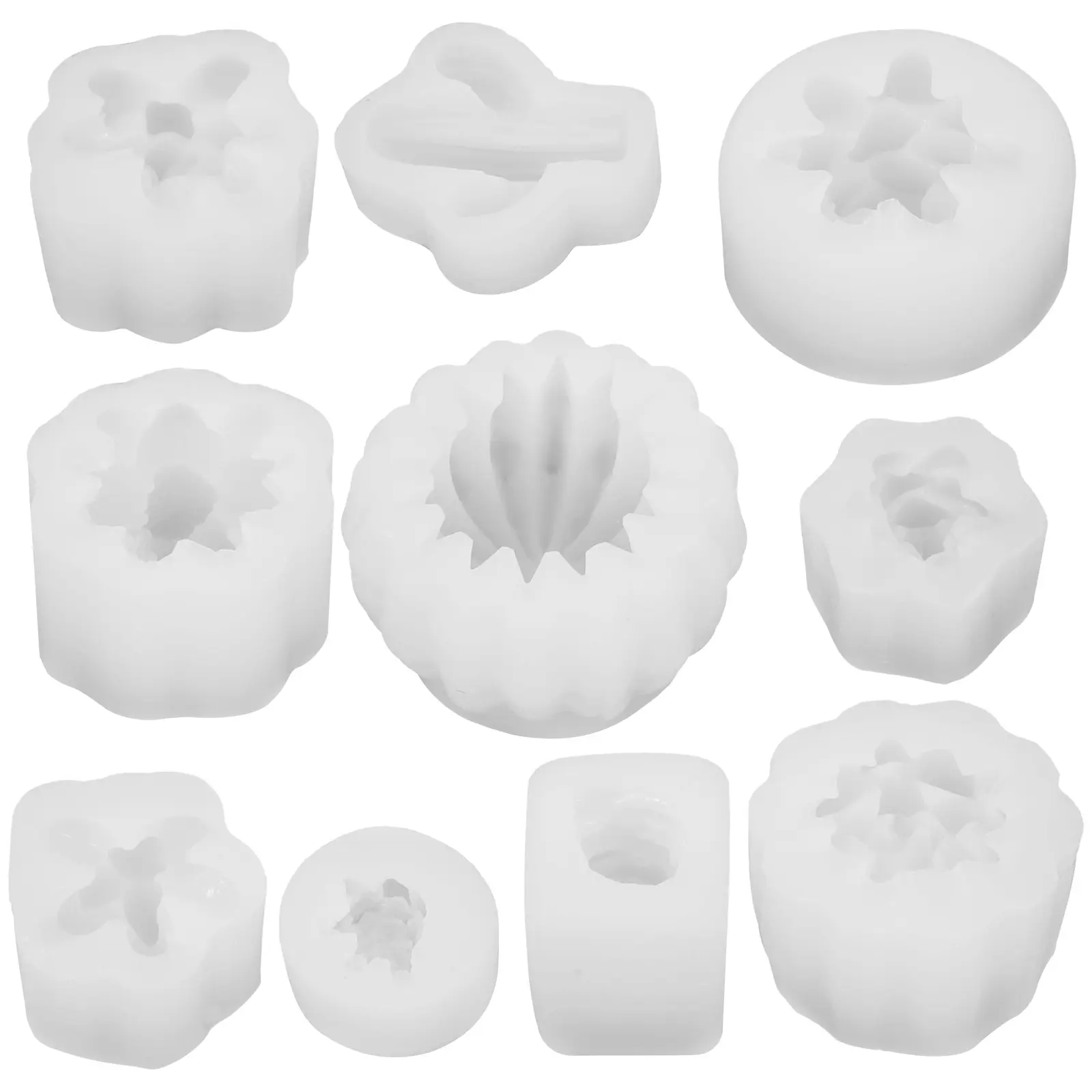 10pcs Silicone C Molds for Making DIY Aromatic C les Wax Soap Flowers Reusable Safe C Molds Silicone Flexible