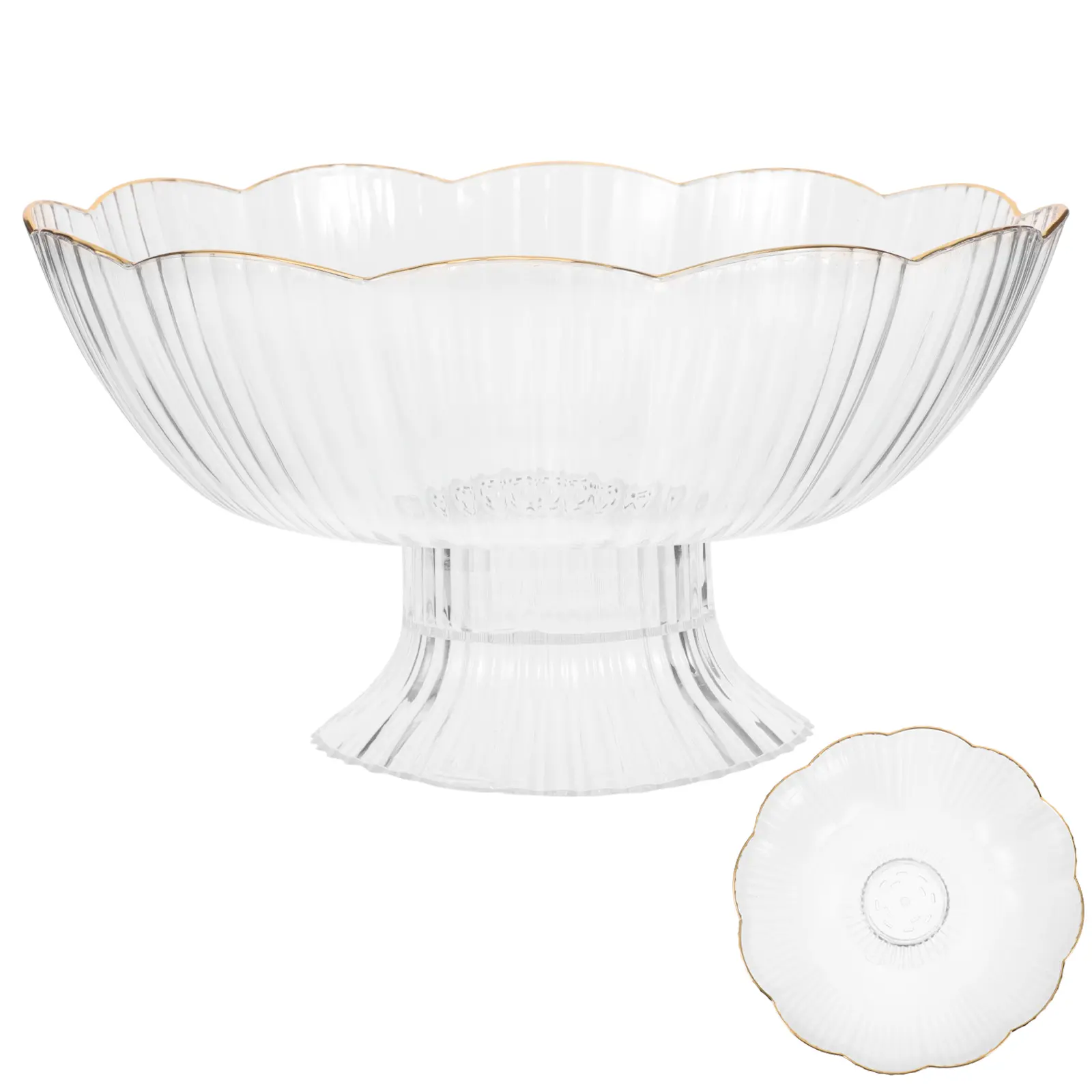 Fruit Plate Tall St Removable Gold Edge Melamine Tray Easy Clean Kitchen Basket Decorative Bowl Fruit Vegetable Bread Snack
