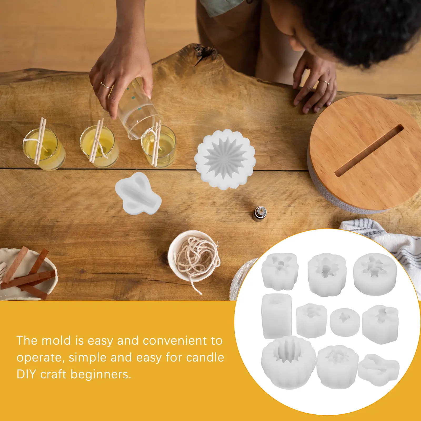 10pcs Silicone C Molds for Making DIY Aromatic C les Wax Soap Flowers Reusable Safe C Molds Silicone Flexible