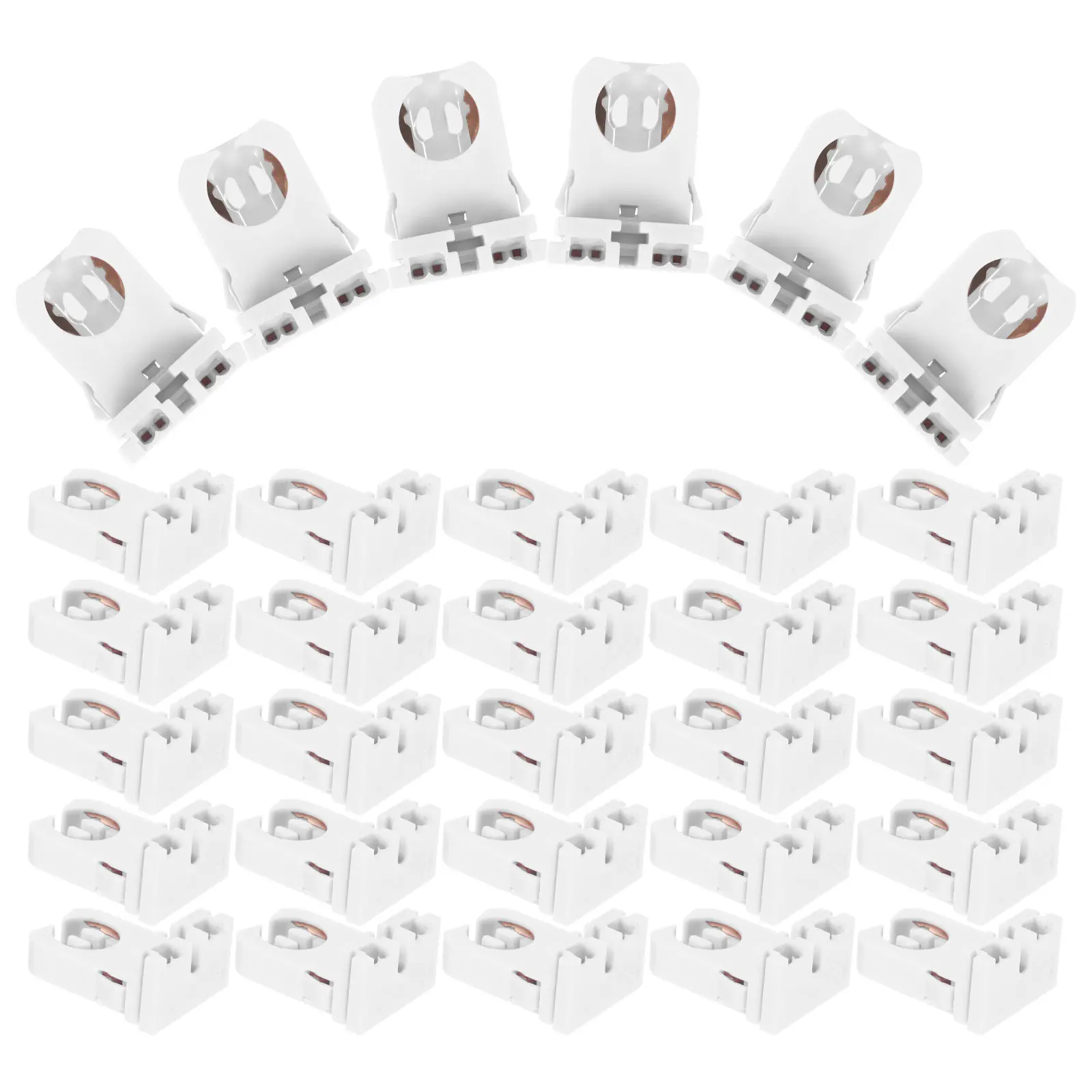 30pcs Lamp Holder Bracket Fluorescent Tube Non Shunted Socket Durable PC Material Easy Install Wide Settings Lighting