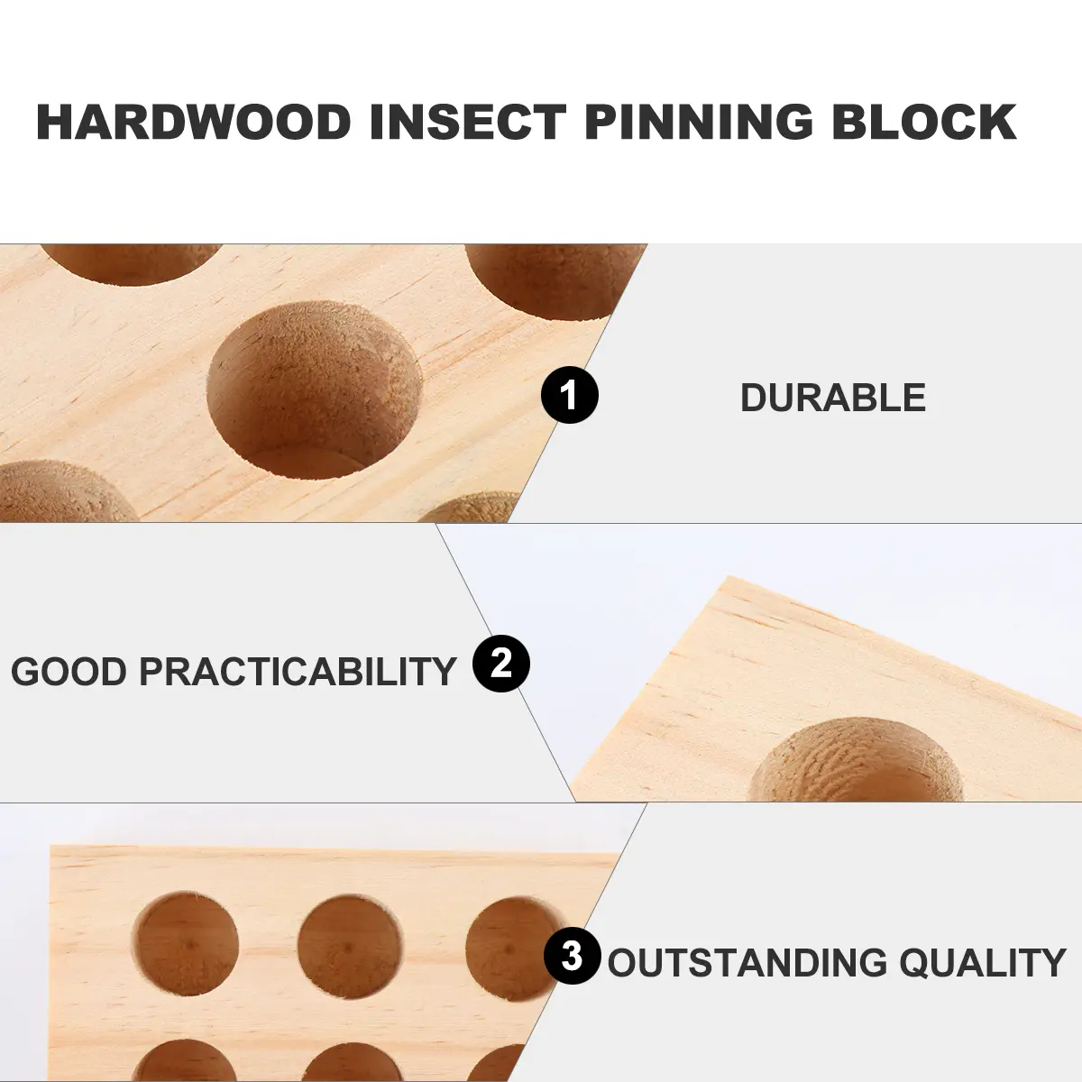 Wooden Insect Pinning Block 5x4x15 Inches Hardwood Display Equipment for Specimen Setting Laboratory Supplies