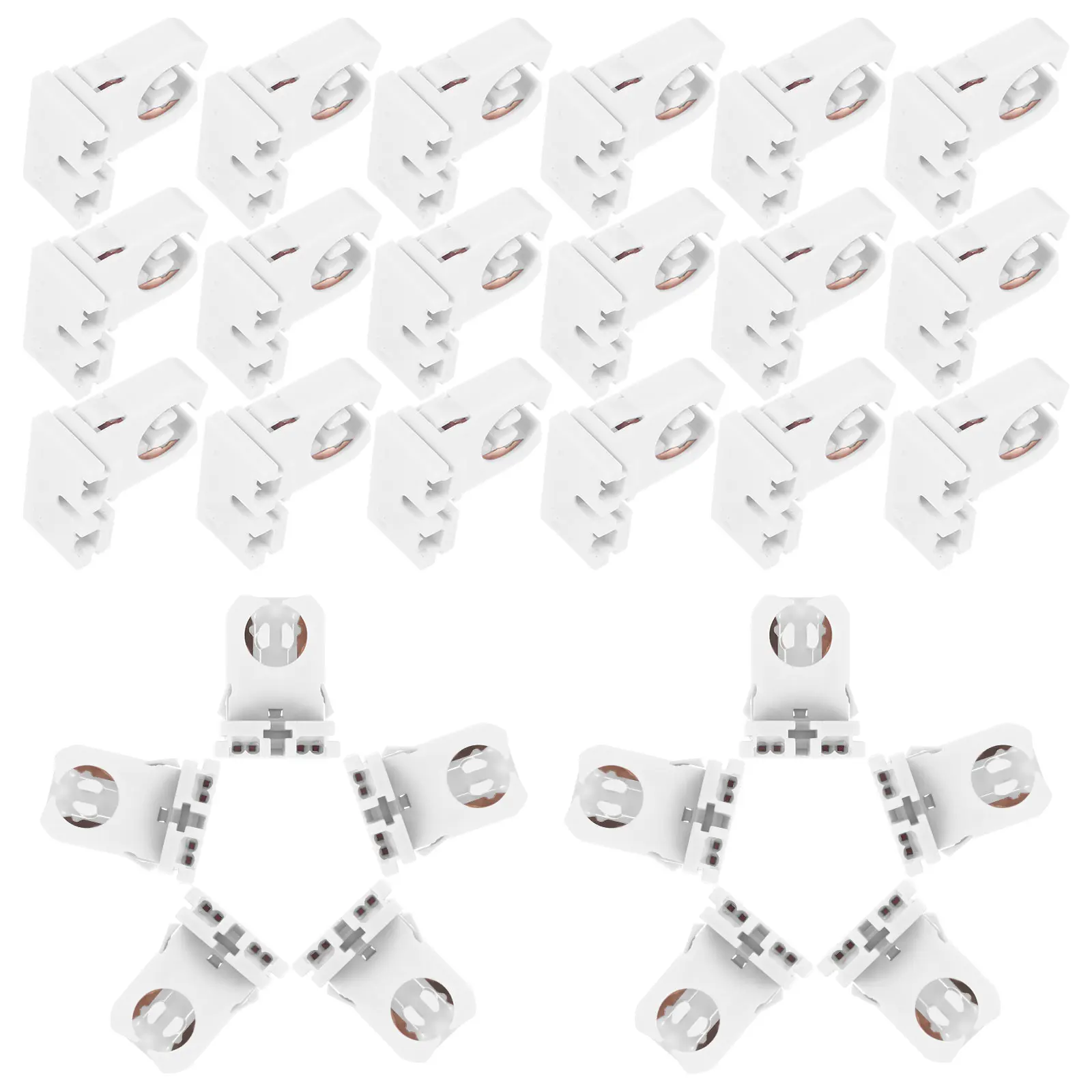 30pcs Lamp Holder Bracket Fluorescent Tube Non Shunted Socket Durable PC Material Easy Install Wide Settings Lighting
