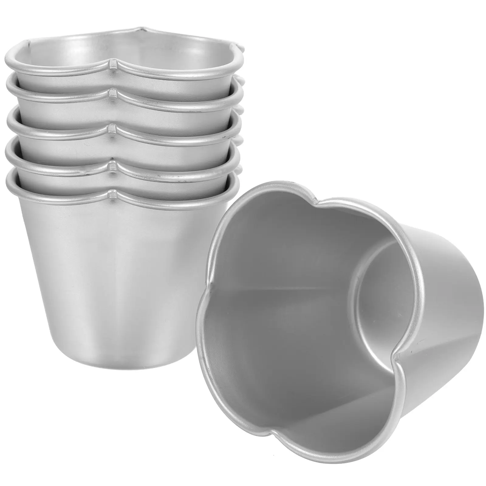 6pcs Mini Muffins Cake Mold Silver Egg Tart Pudding Molds Cupcake Pans Jelly Tools Baking Kitchen Aluminum Non Stick