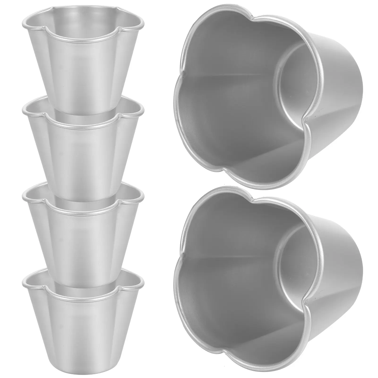 6pcs Mini Muffins Cake Mold Silver Egg Tart Pudding Molds Cupcake Pans Jelly Tools Baking Kitchen Aluminum Non Stick