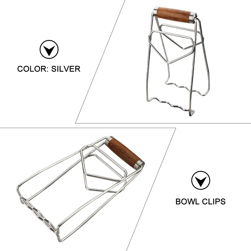Bowl Clips Hot Dish Gripper Kitchen Tray Picker Wood Stainless Steel Premium Material Cooking Gripper Plate Holder Home Supplies