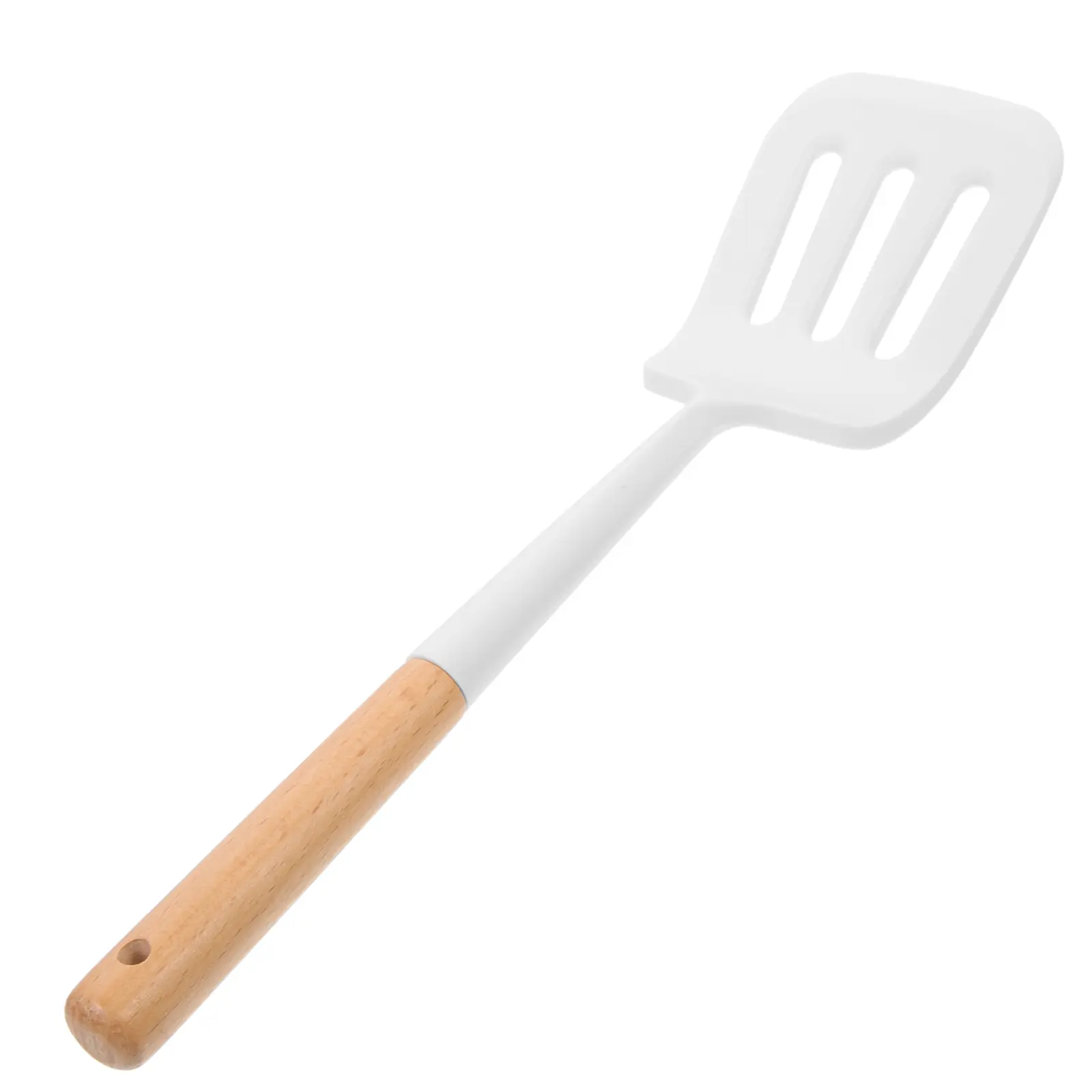 Heat-Resistant Silicone Slotted Spatula Non-Stick Kitchen Cooking Utensil Wood Handle Frying Turner For Pans Pots Camp Household