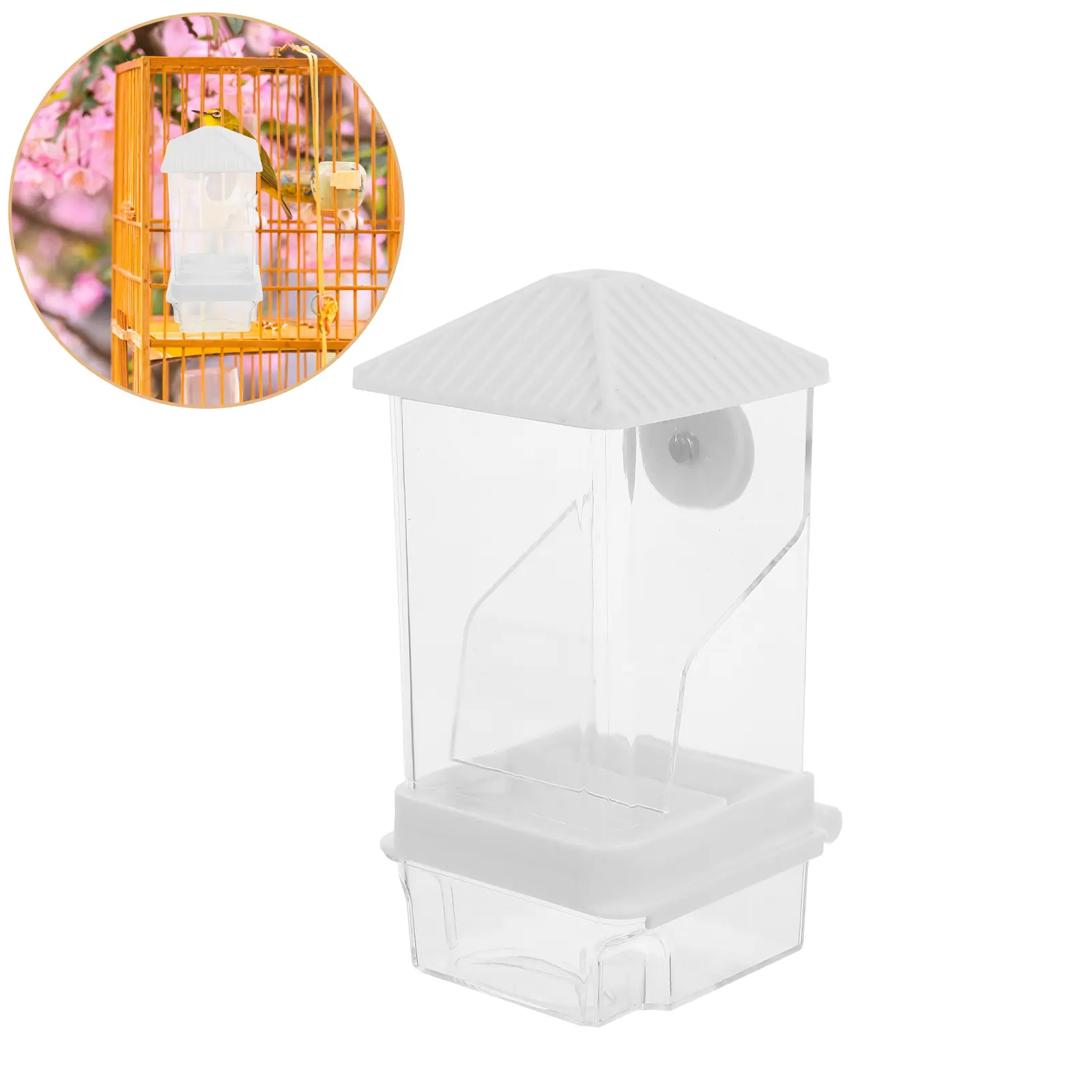 Automatic Bird Feeder Green Plastic Cage Cups for Chickens Birds Splashproof Parrot Dishes Easy Budgie Lovebird Food Box Sturdy