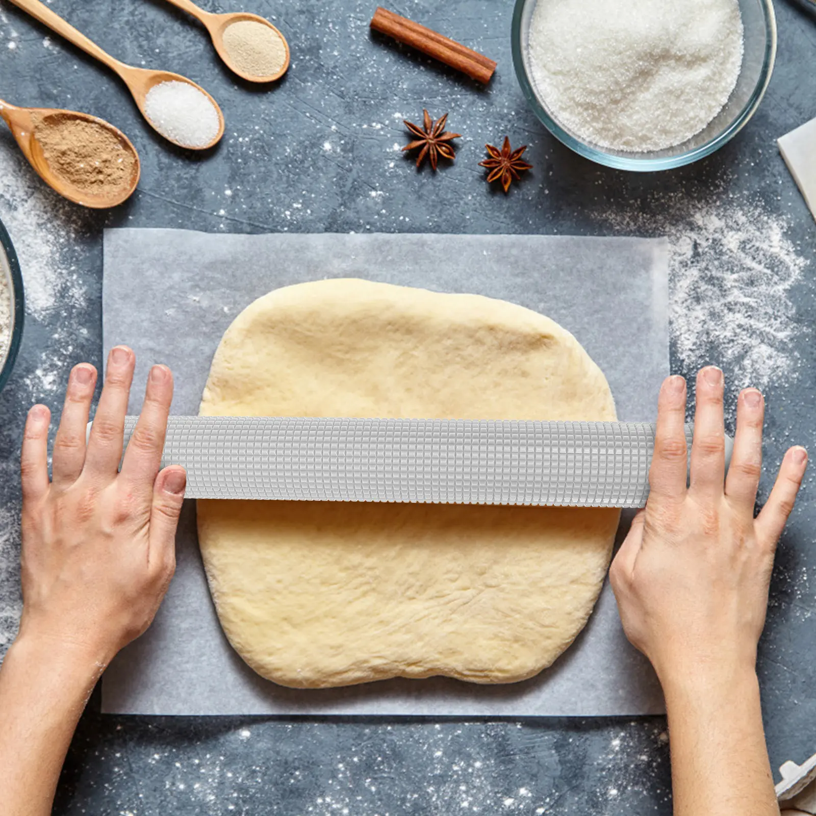 2pcs Kitchen Pastry Tool Abs Dough Dough Stick Stick Rolling Pin Baking Rod Home Use Non Sticky Corrosion Resistance