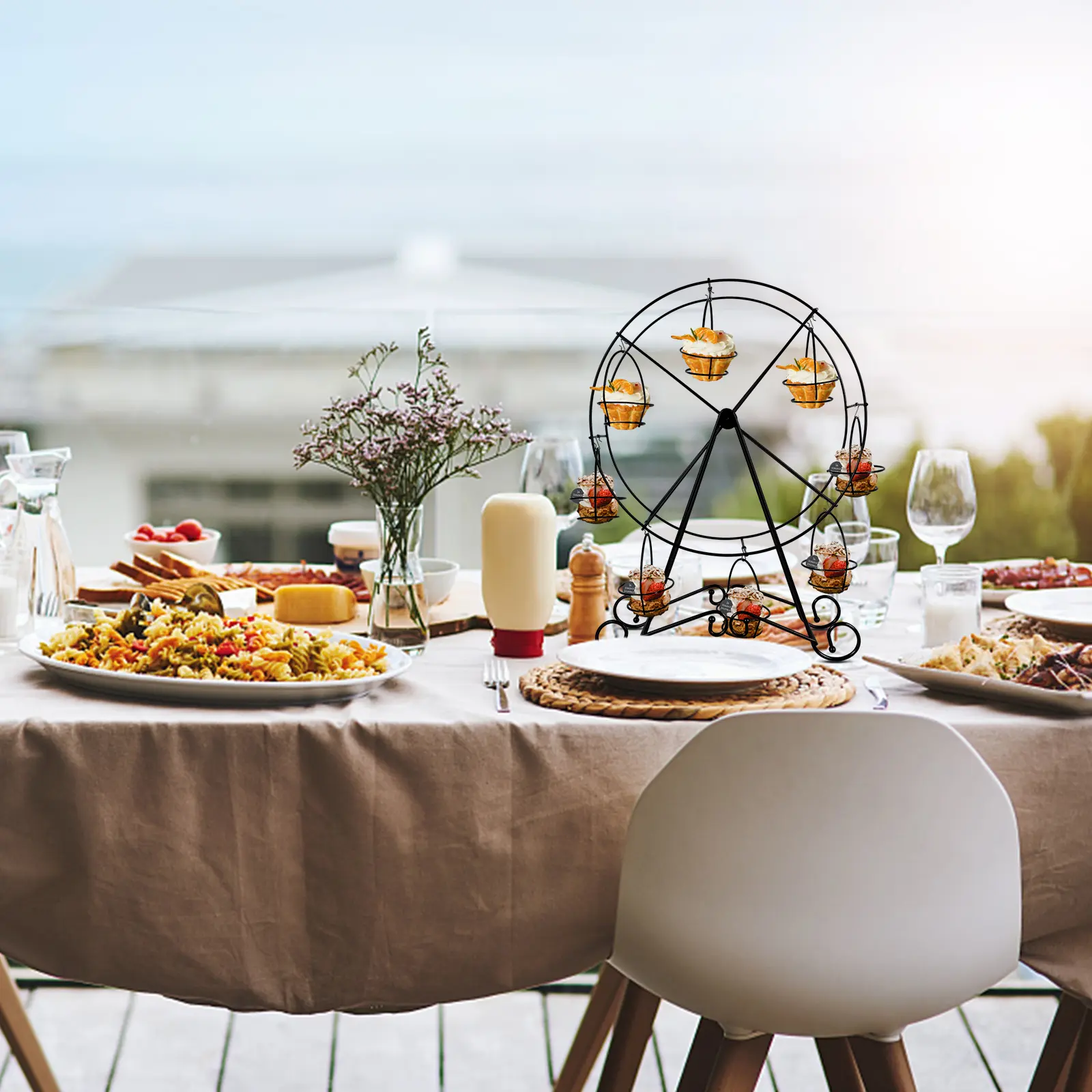 Ferris Wheel Cake Stand Stainless Steel Wedding Party Display Rack Tiered Dessert Storage Stand Decorative Baking Organizer Home