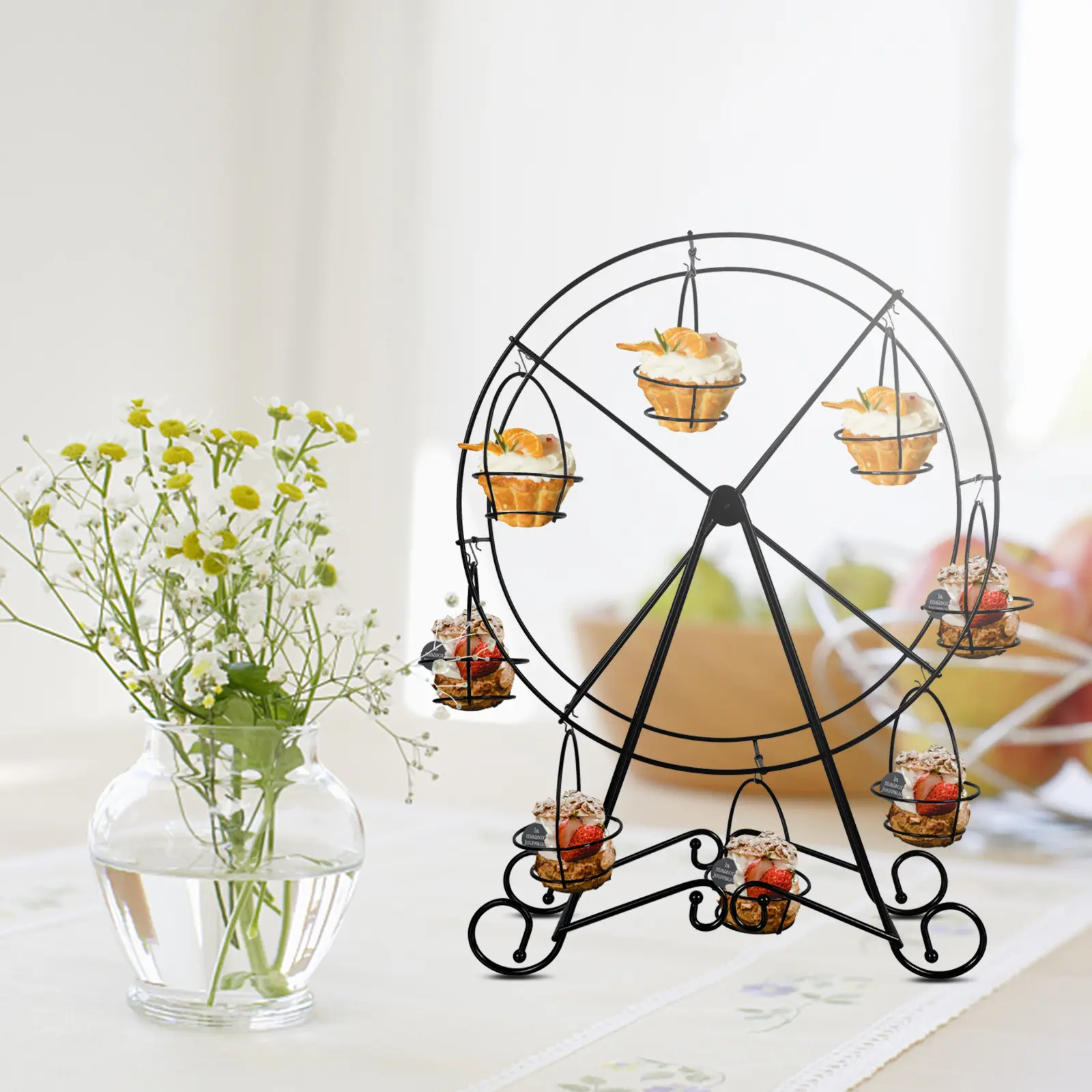 Ferris Wheel Cake Stand Stainless Steel Wedding Party Display Rack Tiered Dessert Storage Stand Decorative Baking Organizer Home
