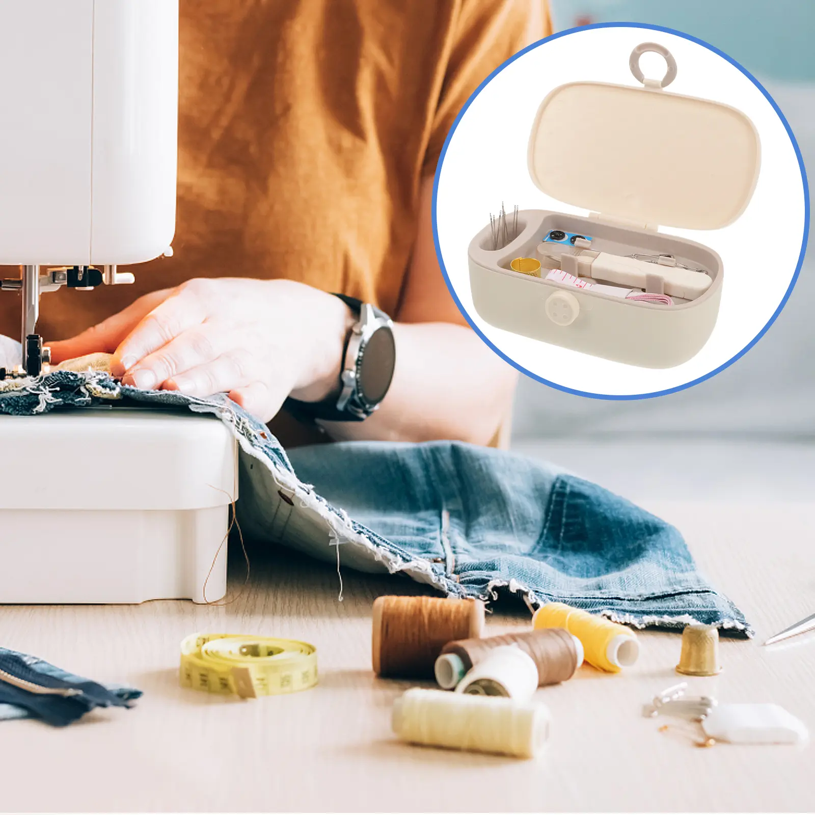 Sewing Storage Box White Gray Needle Thread Kit Portable Embroidery Tool Compact Household Accessories ganizer
