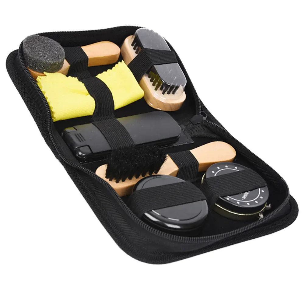 8pcs Shoe Brush Polish Set Durable Light Weight Shoes Cleaning Kit Portable Travel Polishing Tool Scrubbing for Boots