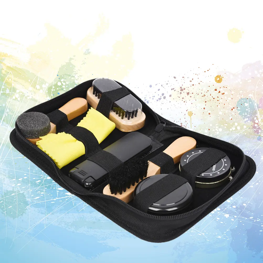 8pcs Shoe Brush Polish Set Durable Light Weight Shoes Cleaning Kit Portable Travel Polishing Tool Scrubbing for Boots